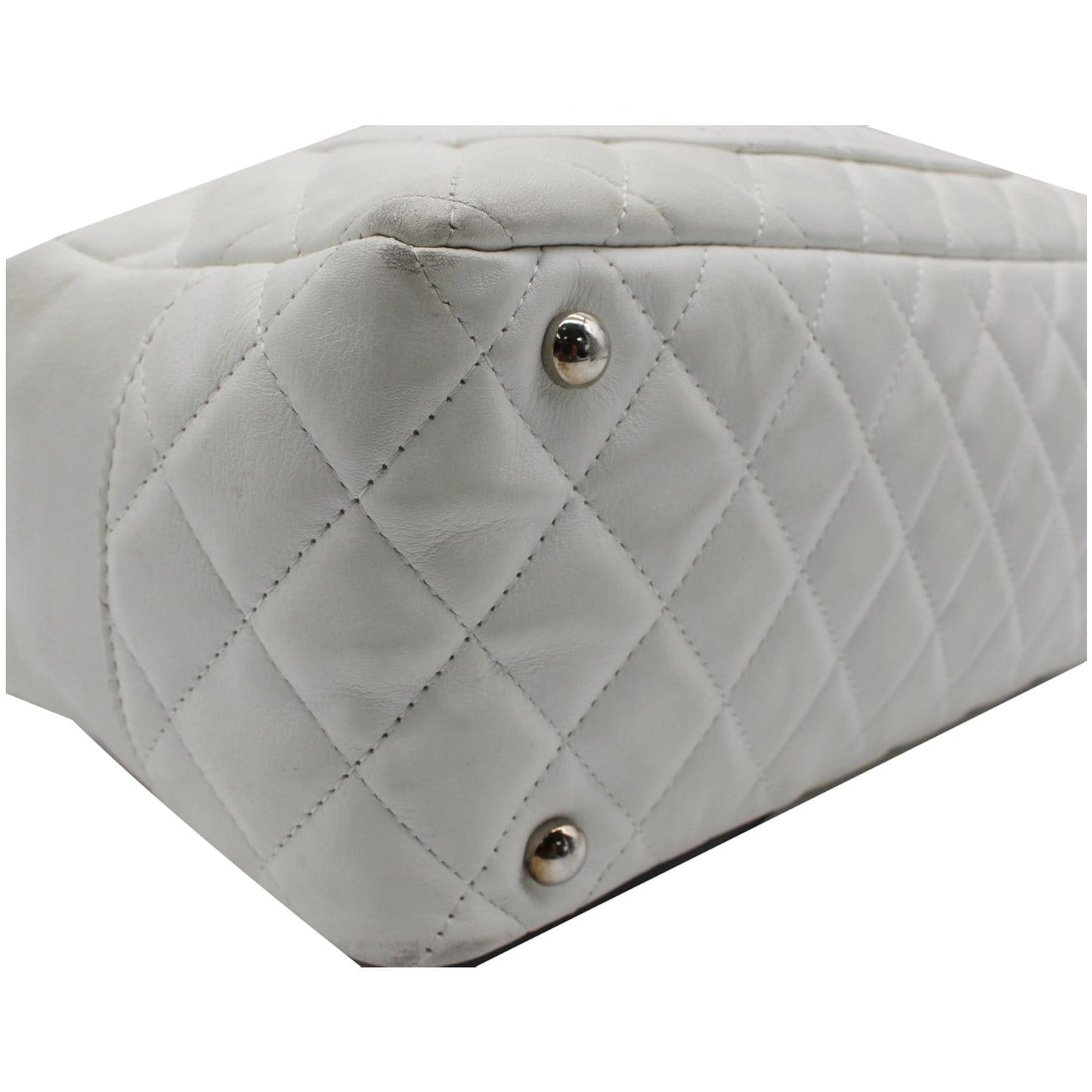 CHANEL Cambon Ligne Quilted Leather Bowler Tote Bag White - 10% OFF