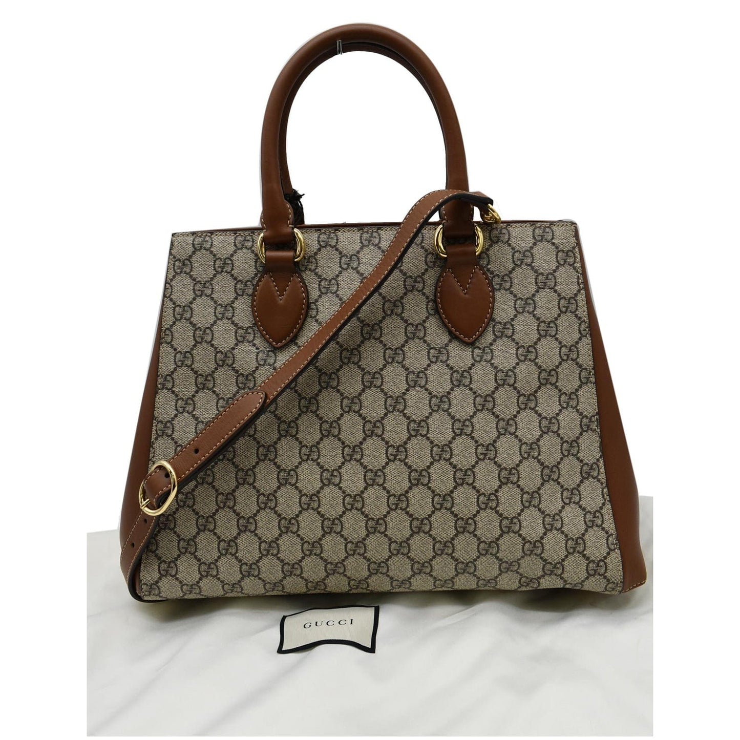 GUCCI Blind for Love GG Supreme Canvas Top Handle Crossbody Bag Maple Brown 453704