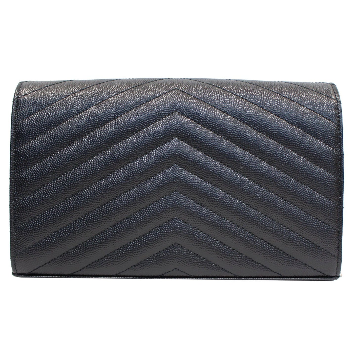 YVES SAINT LAURENT Envelope Leather Crossbody Chain Wallet Black