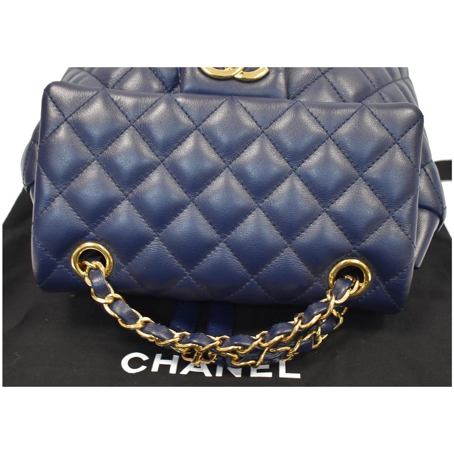 CHANEL Small Urban Spirit Quilted Lambskin Backpack Bag Navy