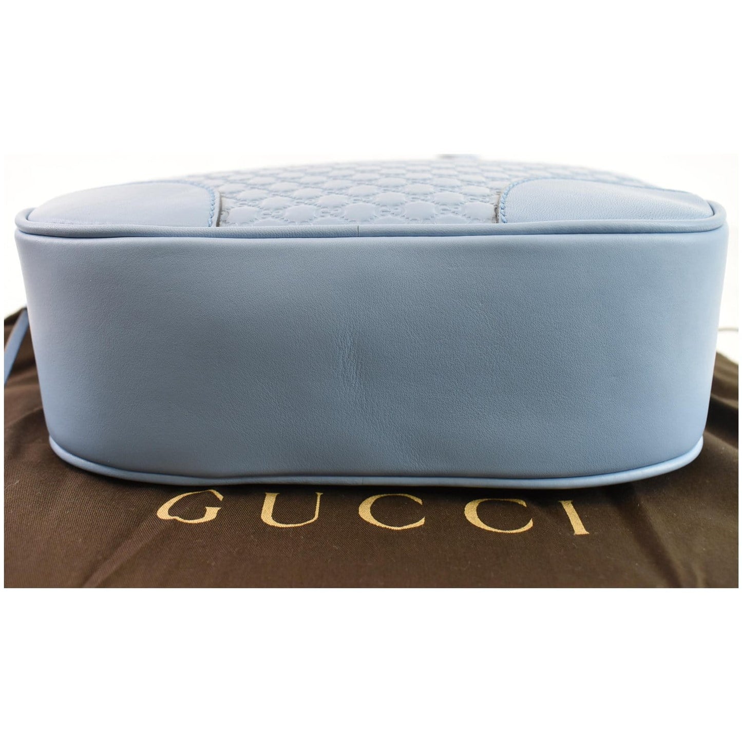 GUCCI Bree Micro GG Guccissima Leather Crossbody Bag Light Blue 449413