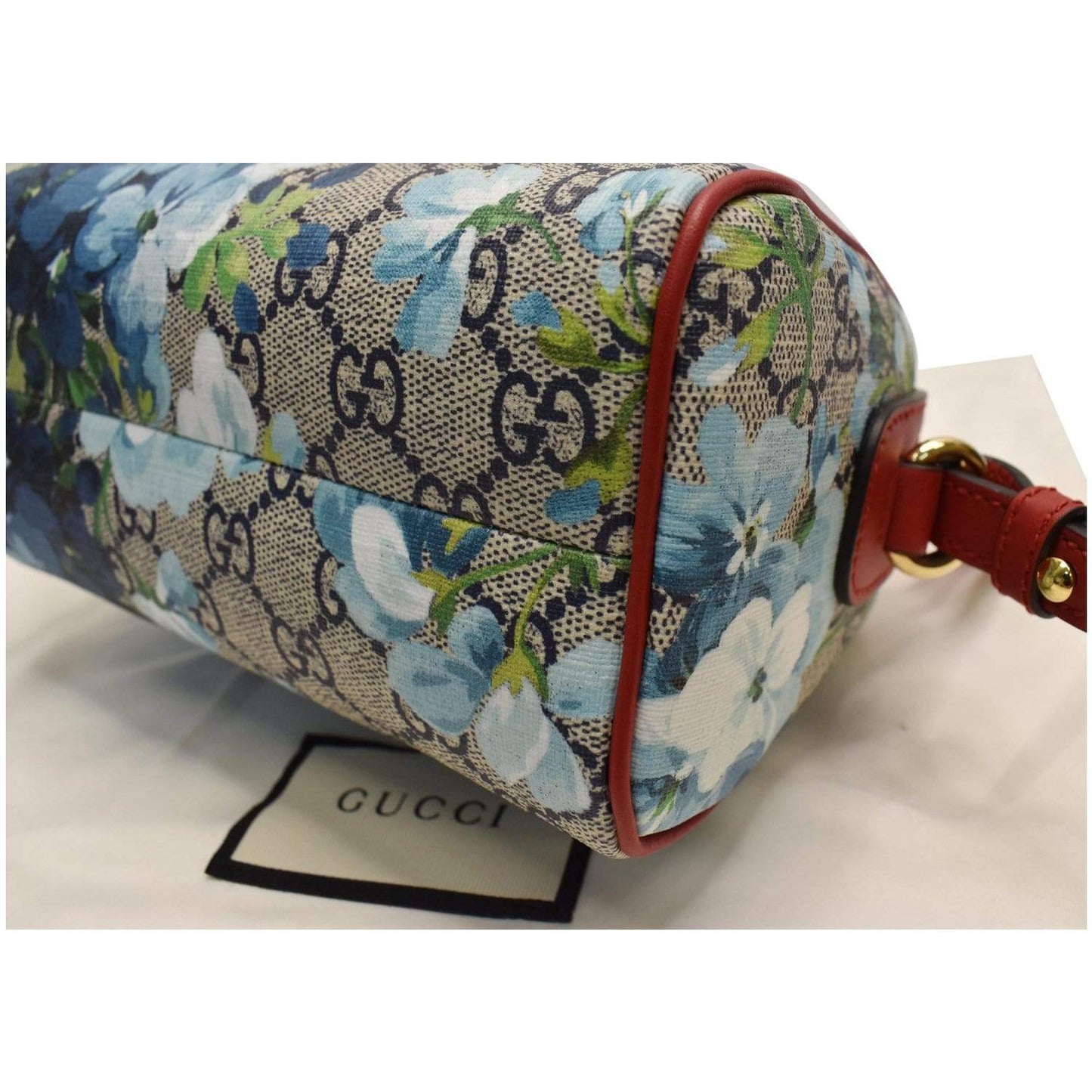 GUCCI Mini Blooms GG Supreme Canvas Top Handle Crossbody Bag Red 546312