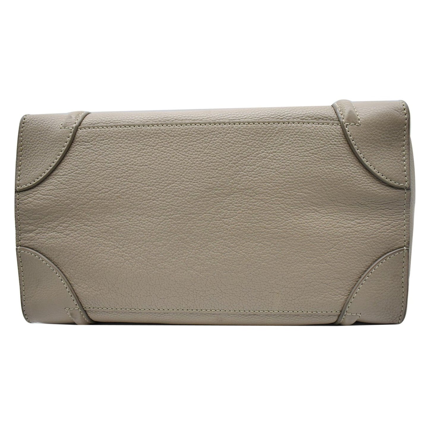 CELINE Drummed Mini Luggage Calfskin Leather Tote Bag Dune