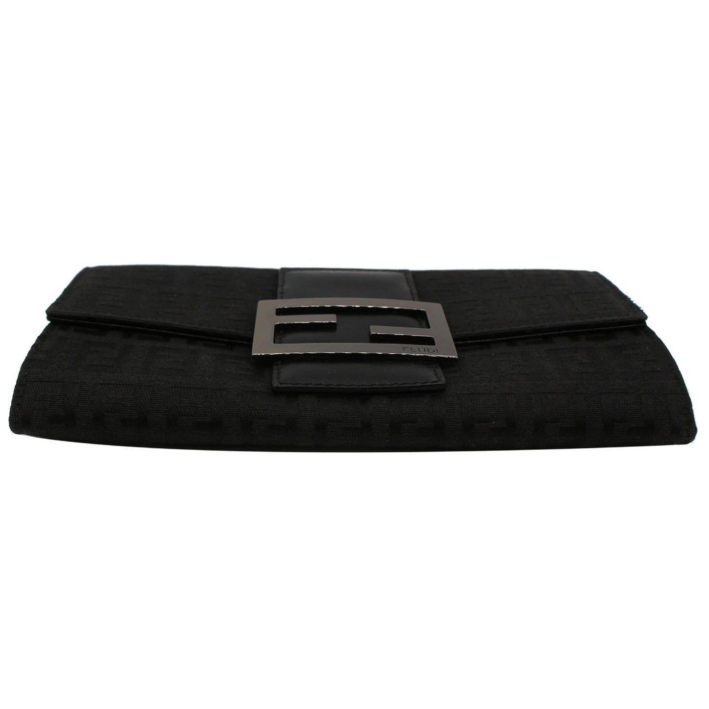 FENDI Zucchino Monogram Canvas Long Bi-Fold Wallet Black