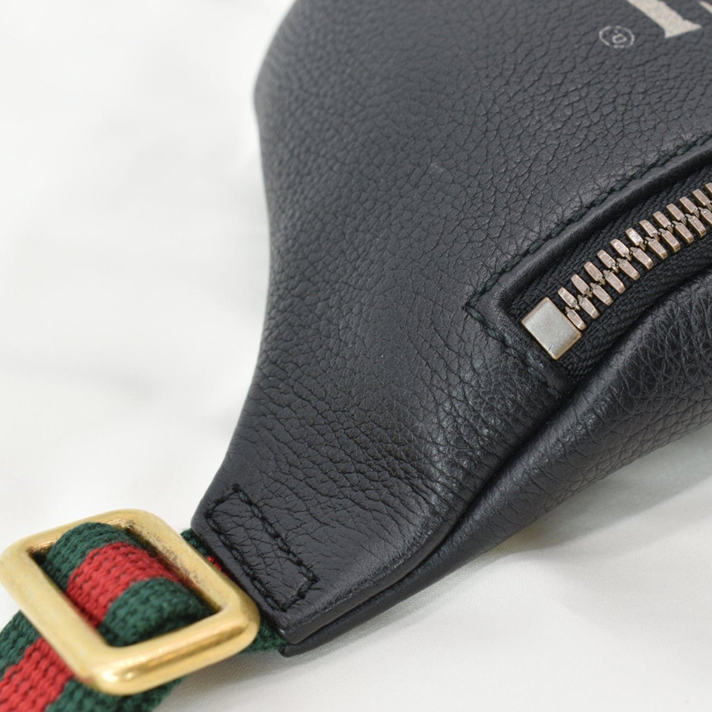 GUCCI Print Grained Calfskin Leather Small Belt Bag Black 527792