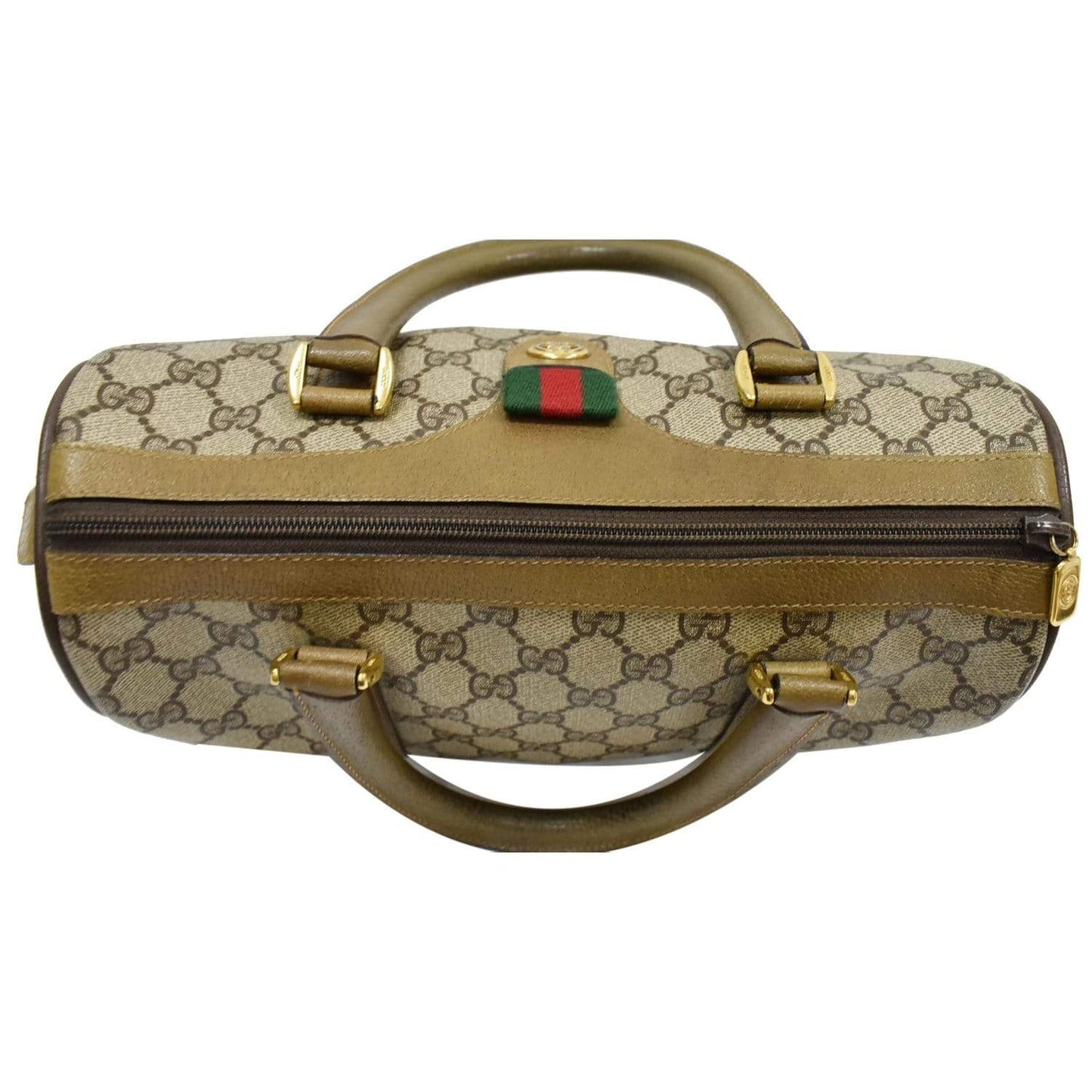 GUCCI Vintage Doctor GG Canvas Boston Satchel Bag Beige