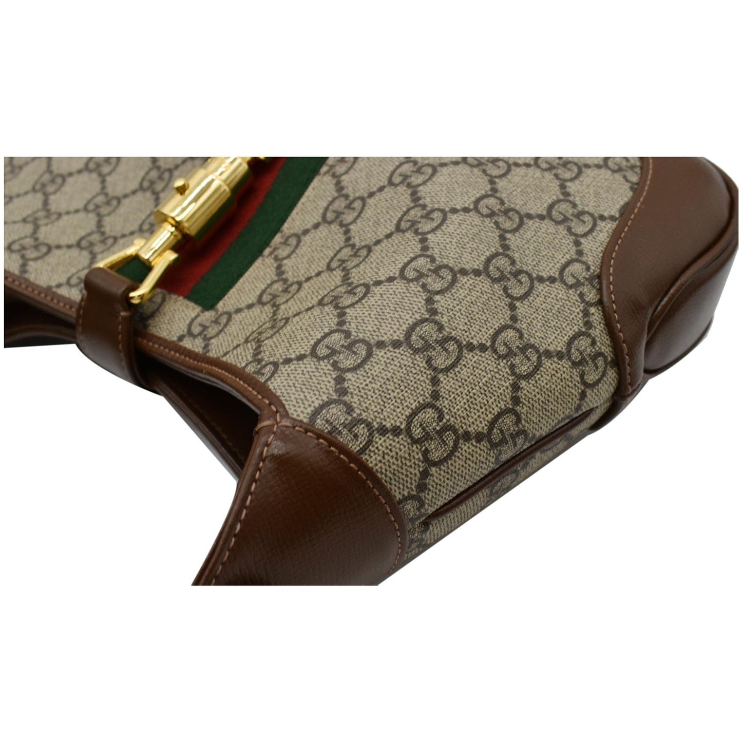GUCCI Jackie 1961 Small GG Supreme Canvas Leather Hobo Bag Beige 636706