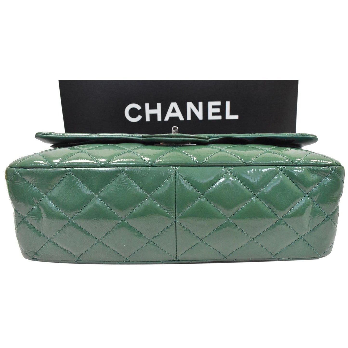 CHANEL 2.55 Reissue Double Flap Patent Leather Shoulder Bag Green