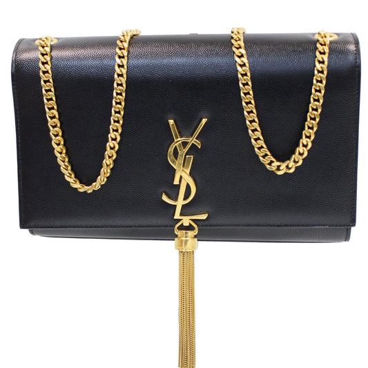 YVES SAINT LAURENT Kate Medium Grain De Poudre Crossbody Bag Black