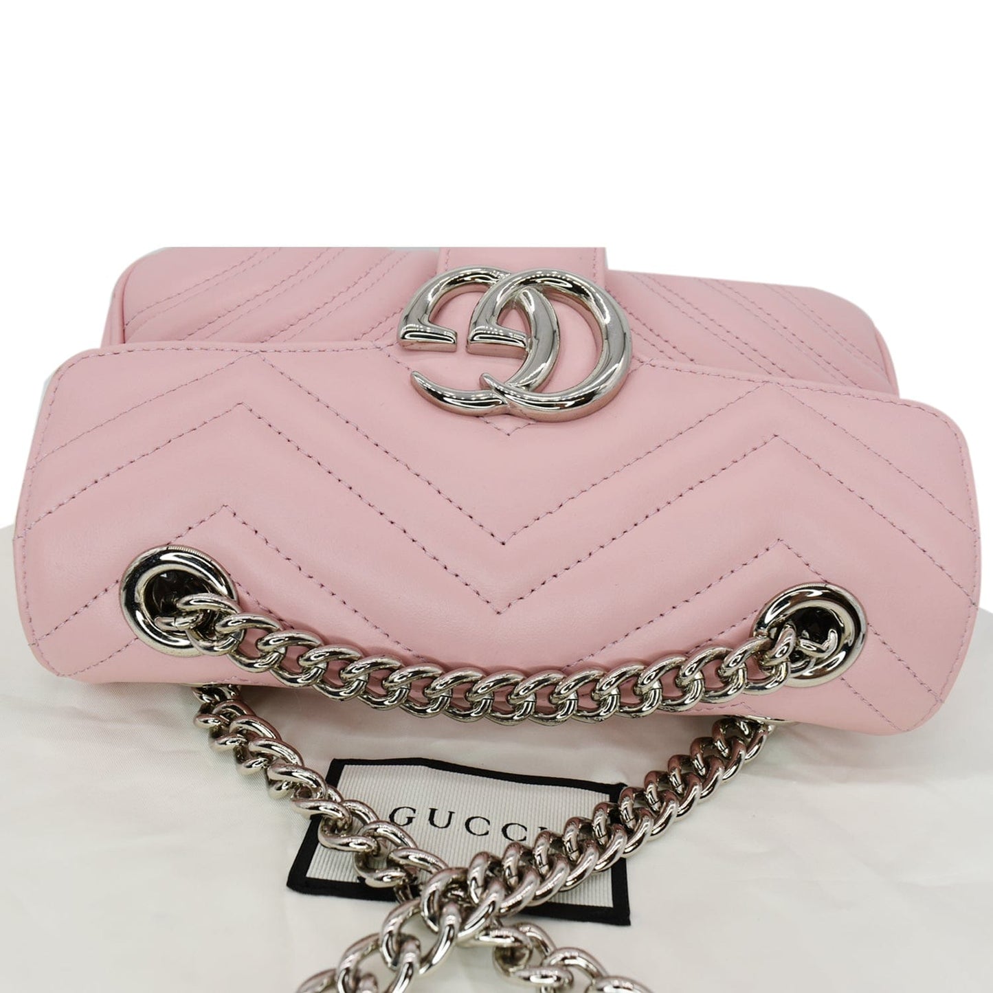 GUCCI GG Marmont Mini Matelass? Leather Shoulder Crossbody Bag Pastel Pink 446744