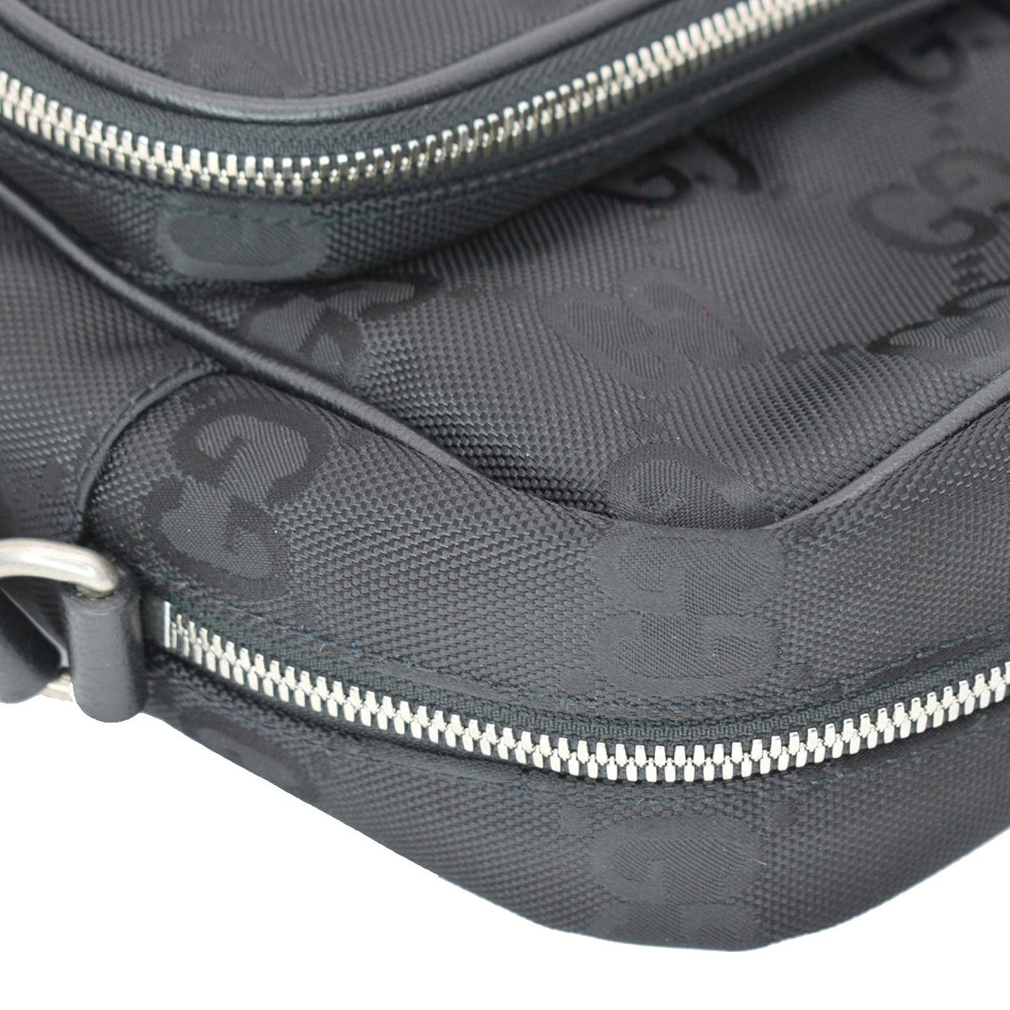 GUCCI Off The Grid GG Monogram Nylon Shoulder Bag Black 625858