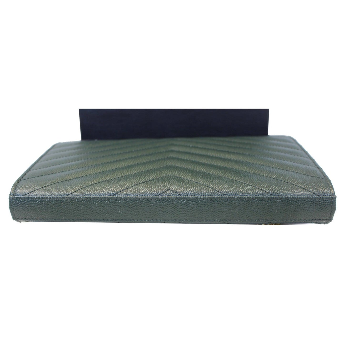 YVES SAINT LAURENT Chevron Grain De Poudre Envelope Chain Bag Olive Green