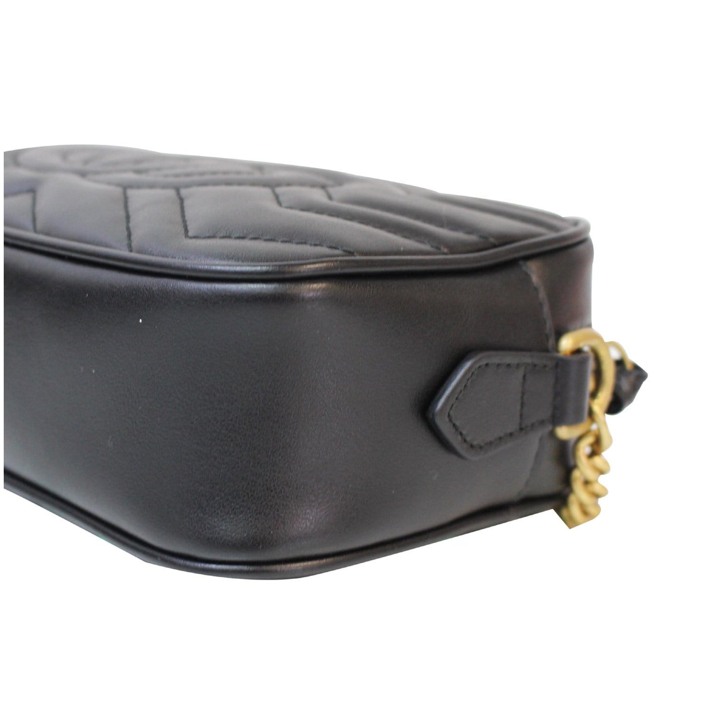 GUCCI GG Marmont Matelasse Mini Leather Crossbody Bag Black 448065