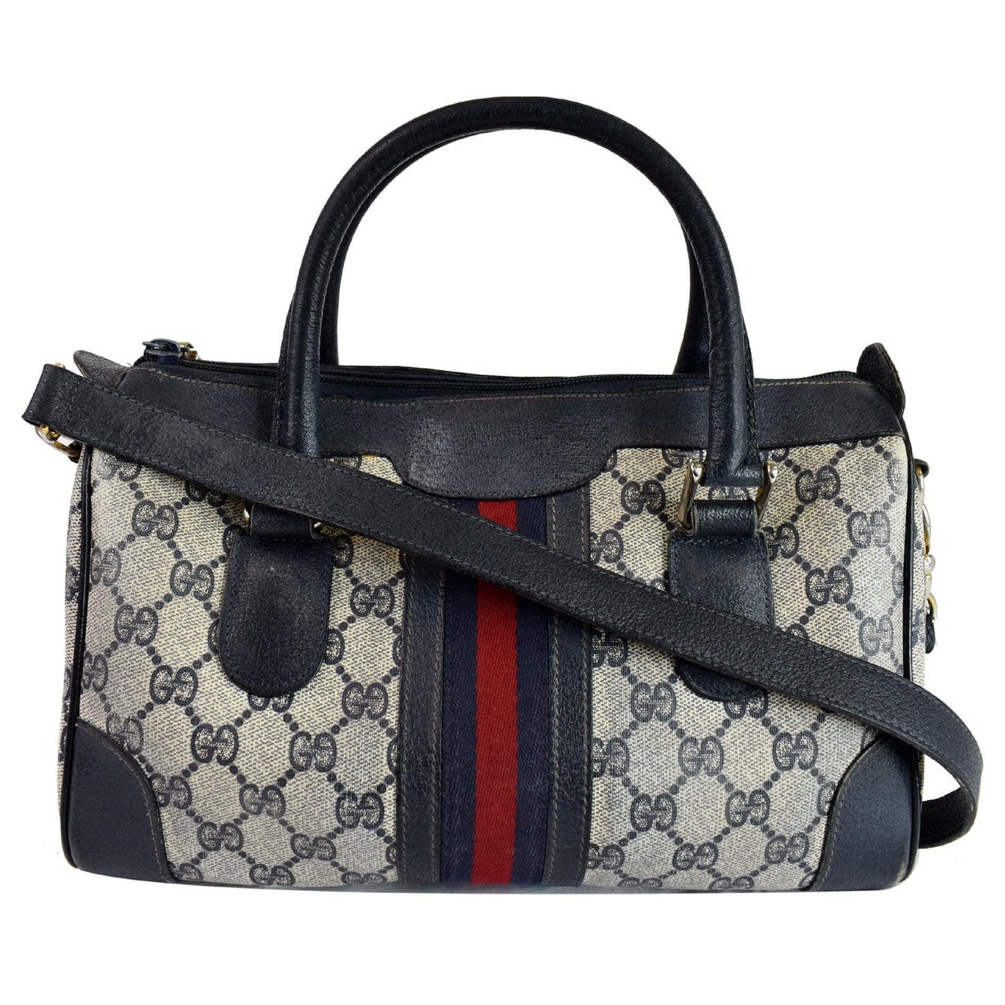 GUCCI Vintage Joy Boston GG Canvas Shoulder Bag Blue