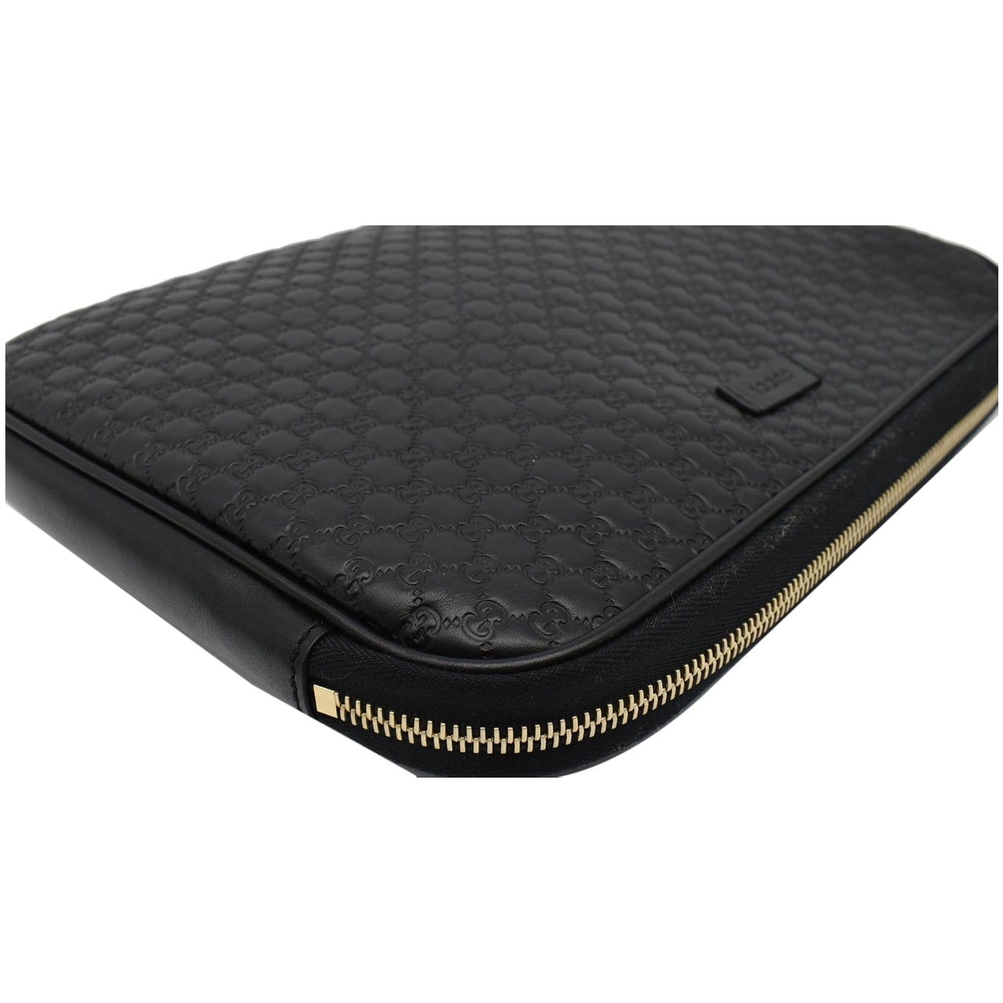 GUCCI Microguccissima Leather Clutch Bag Black 607726