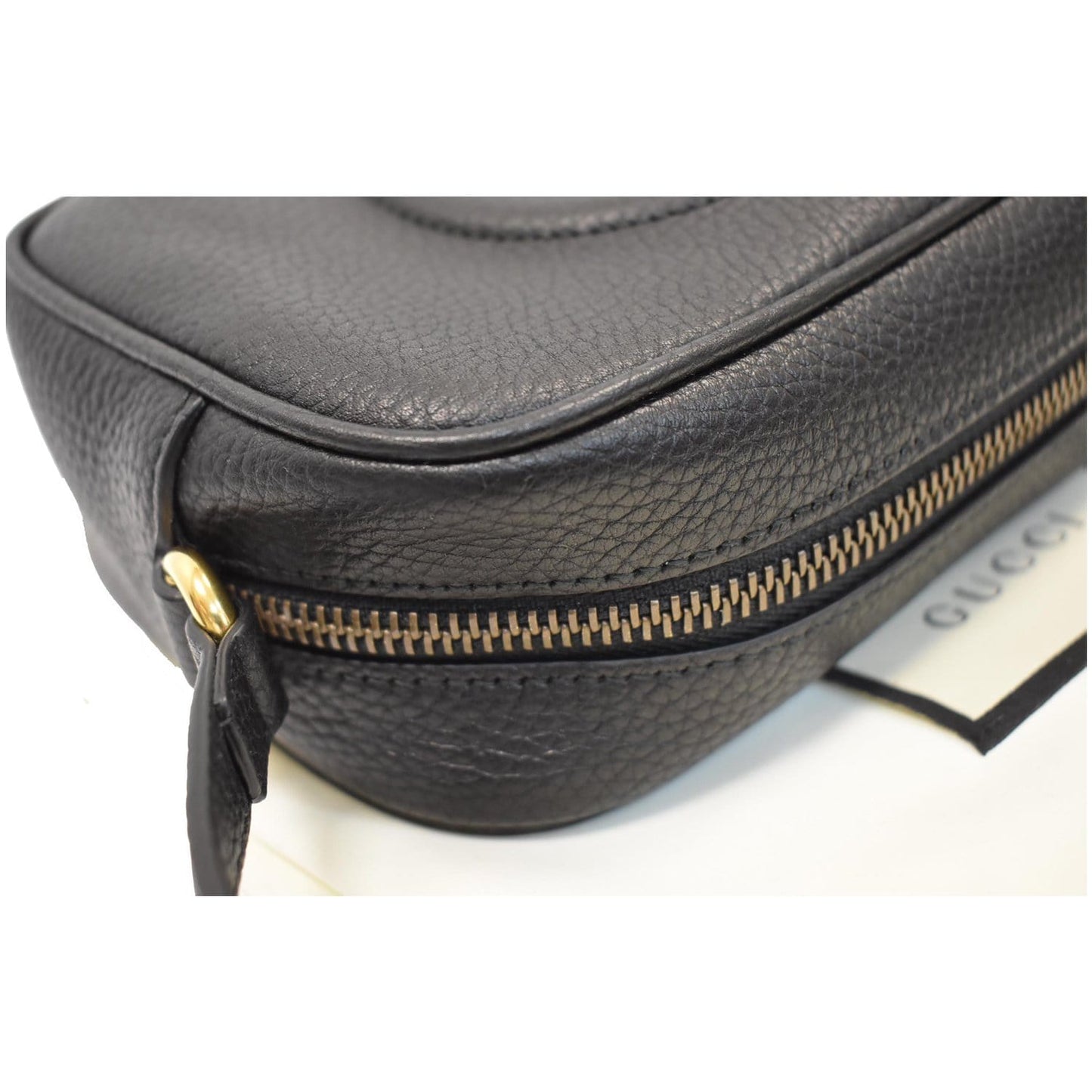 GUCCI Soho Disco Small Pebbled Leather Crossbody Bag Black 347994