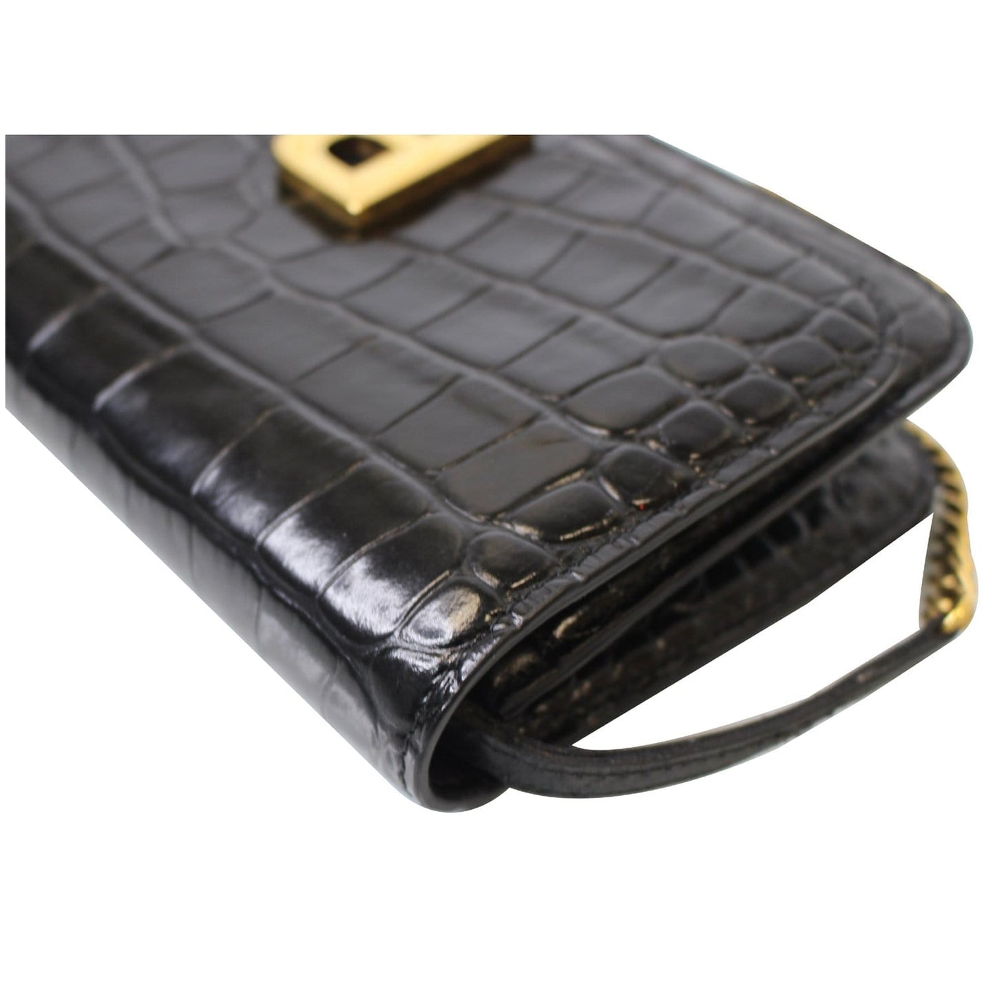 BALENCIAGA B Embossed Leather Chain Crossbody bag Black - 25% OFF