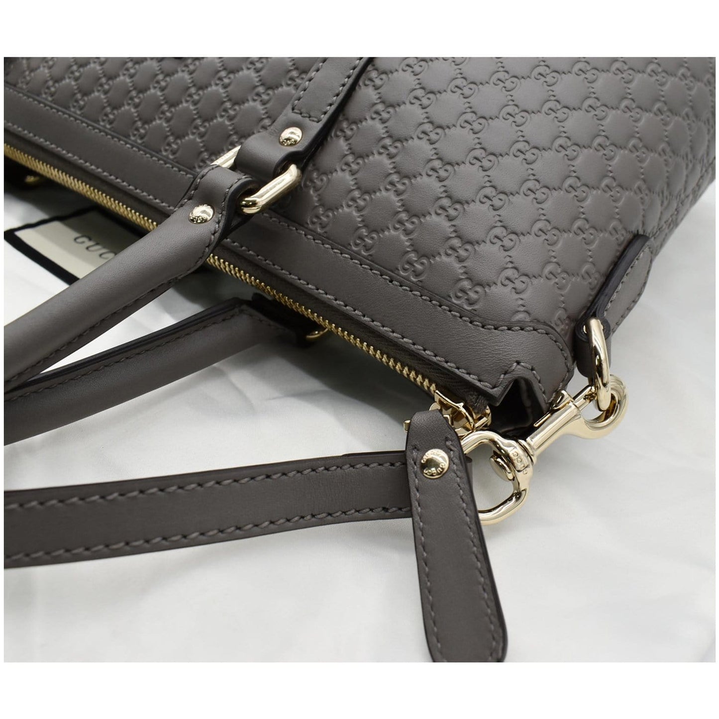 GUCCI Convertible GG Microguccissima Leather Satchel Bag Grey 449656