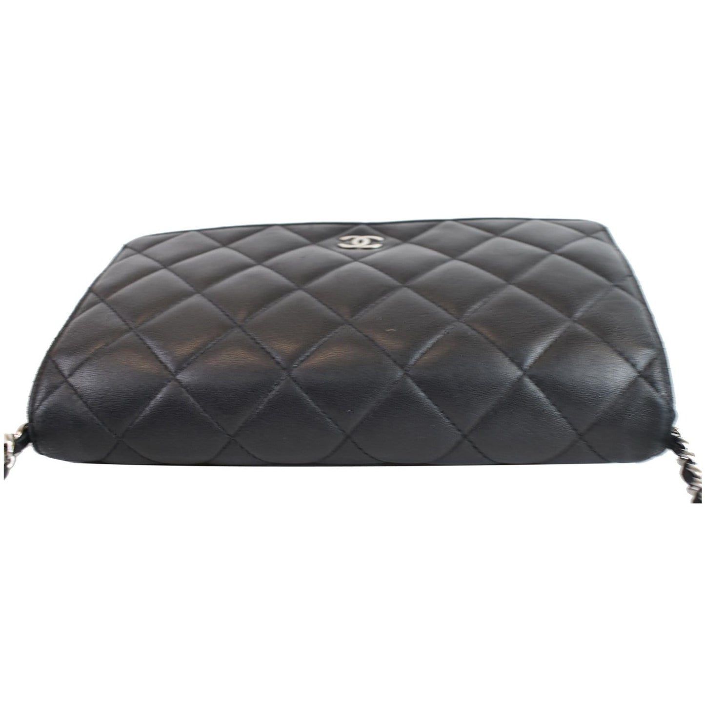 CHANEL Wallet On Chain Lambskin Leather WOC Crossbody Bag Black