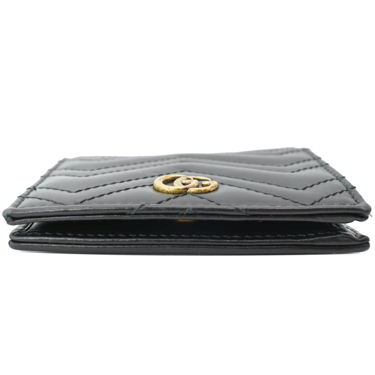 GUCCI Marmont GG Leather Card Case Wallet Black 546579