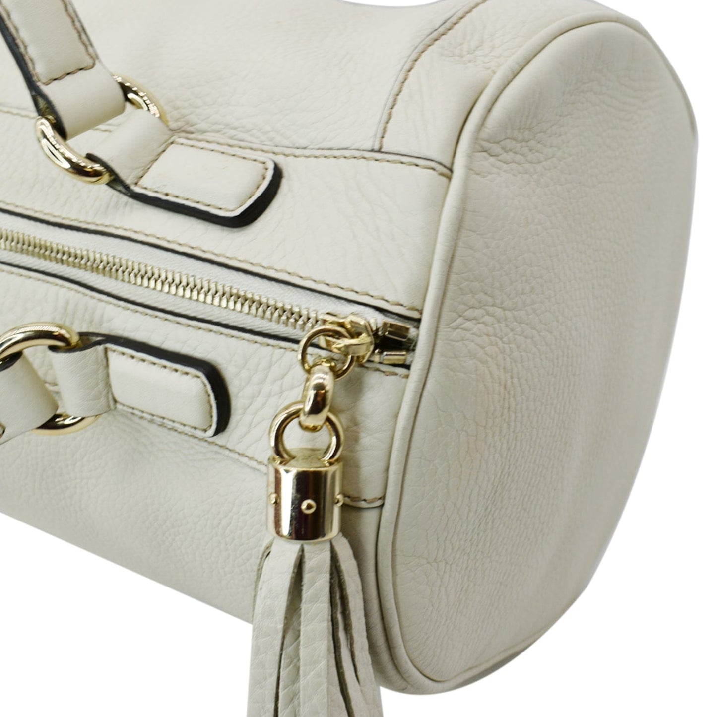 GUCCI Soho Leather Boston Bag White 282302