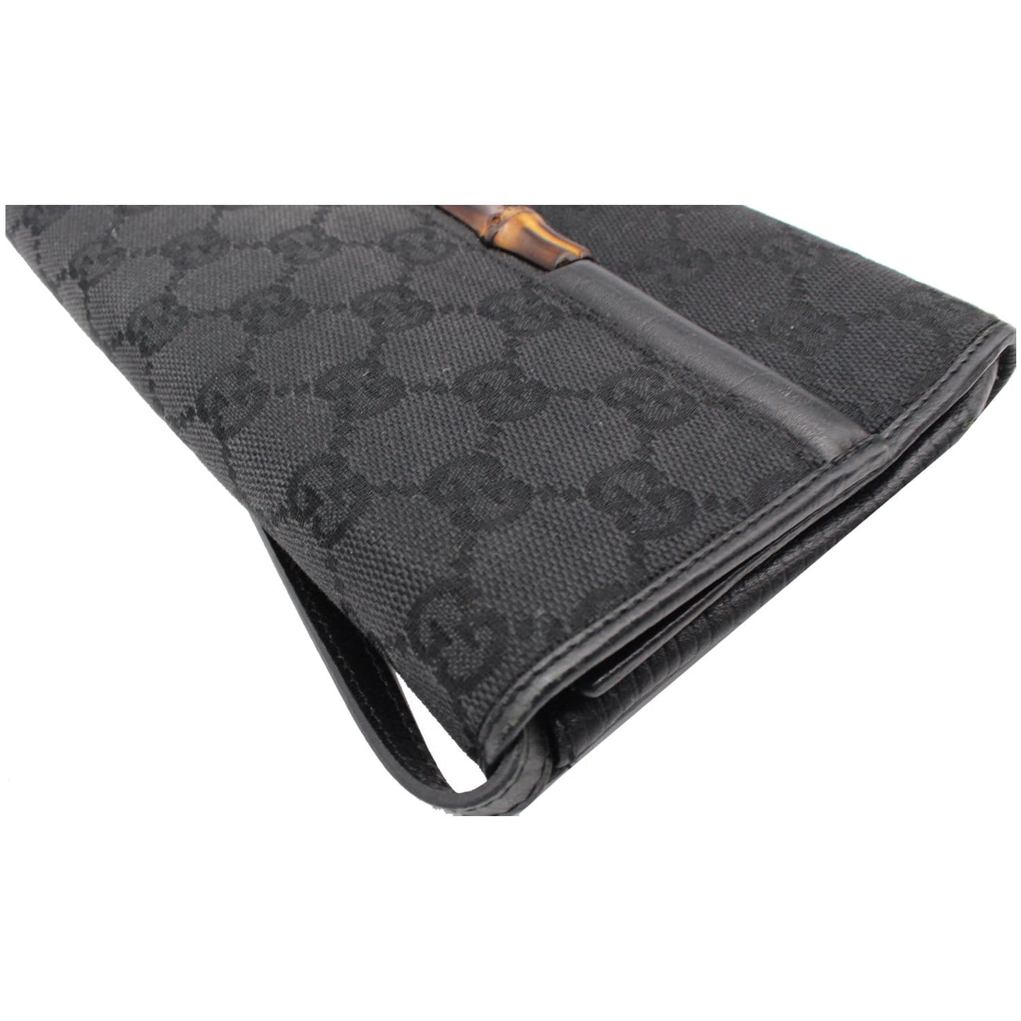 GUCCI Bamboo GG Monogram Canvas Clutch Bag Black