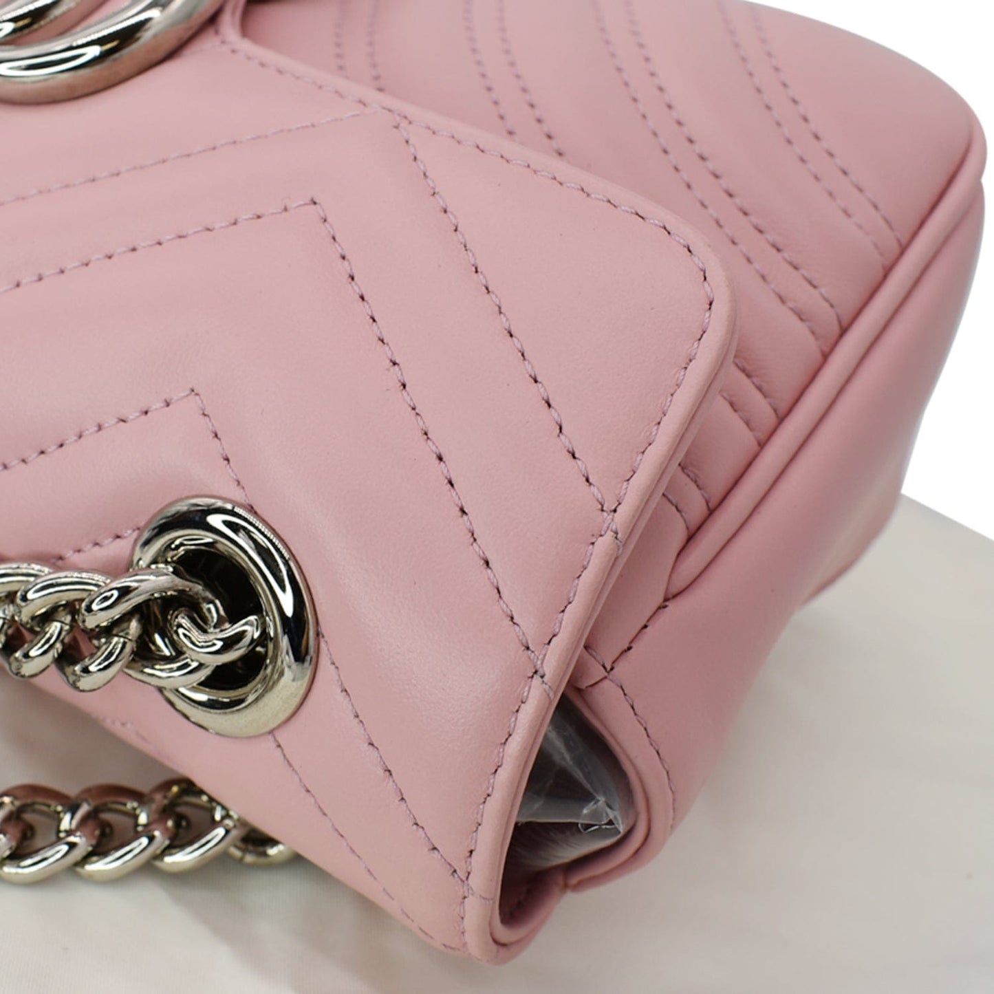 GUCCI GG Marmont Mini Matelass? Leather Shoulder Crossbody Bag Pastel Pink 446744