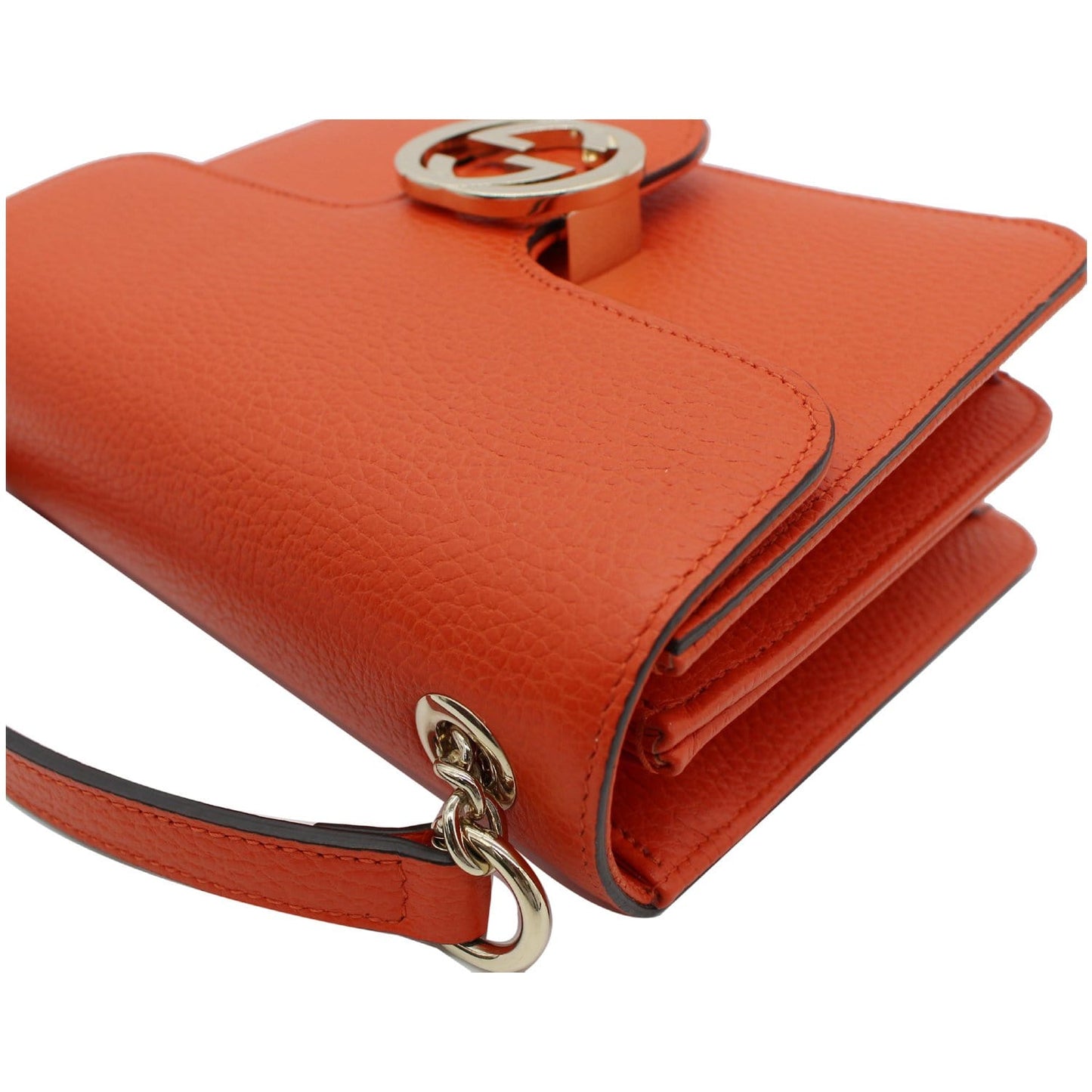 GUCCI Interlocking GG Leather Crossbody Bag Orange