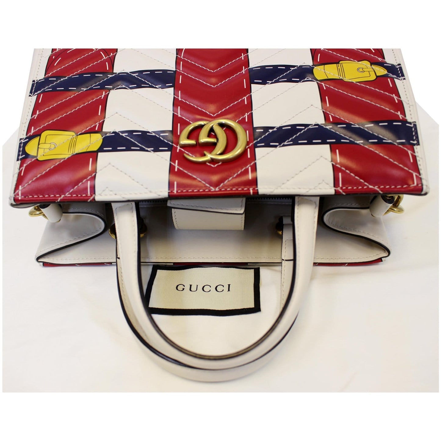 GUCCI Trompe L?oeil Print GG Marmont Top Handle Shoulder Bag