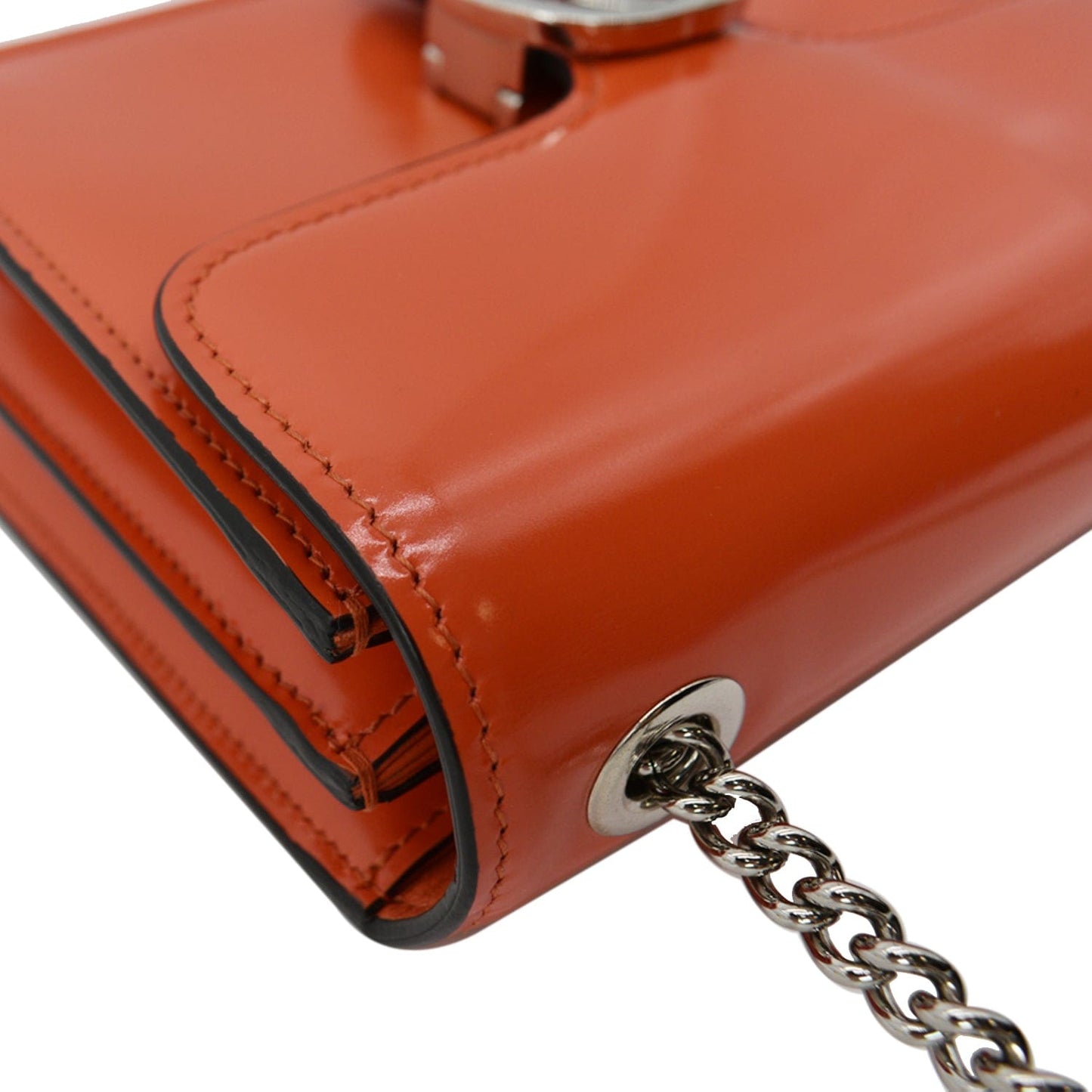 GUCCI Interlocking G Closure Leather Shoulder Bag Orange 387609