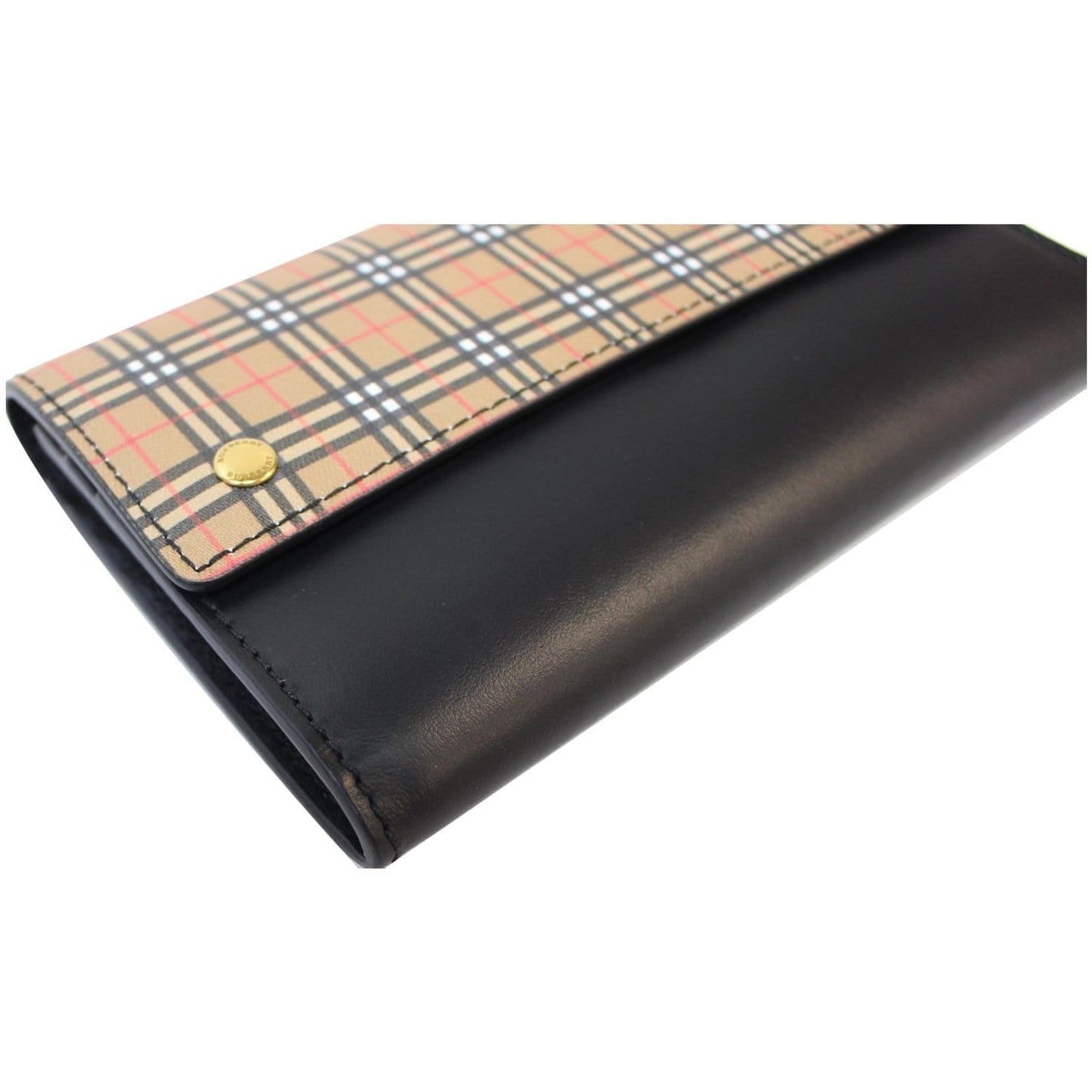 Luxury Burberry Small Scale Continental Check Leather Wallet Black