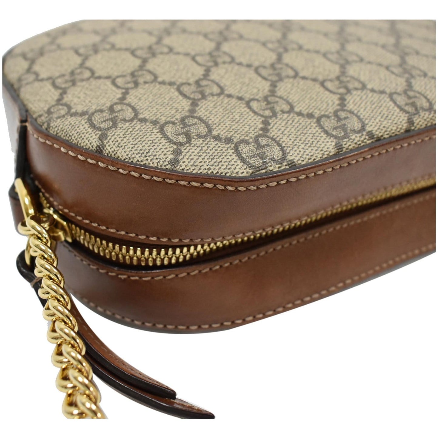 GUCCI GG Supreme Mini Chain Crossbody Bag Beige 409535