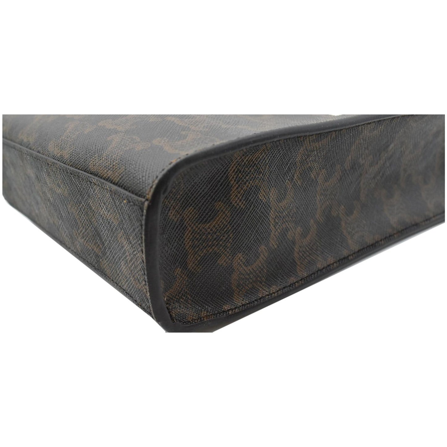 CELINE Triomphe Vertical Cabas Small Calfskin Canvas Shoulder Bag Tan