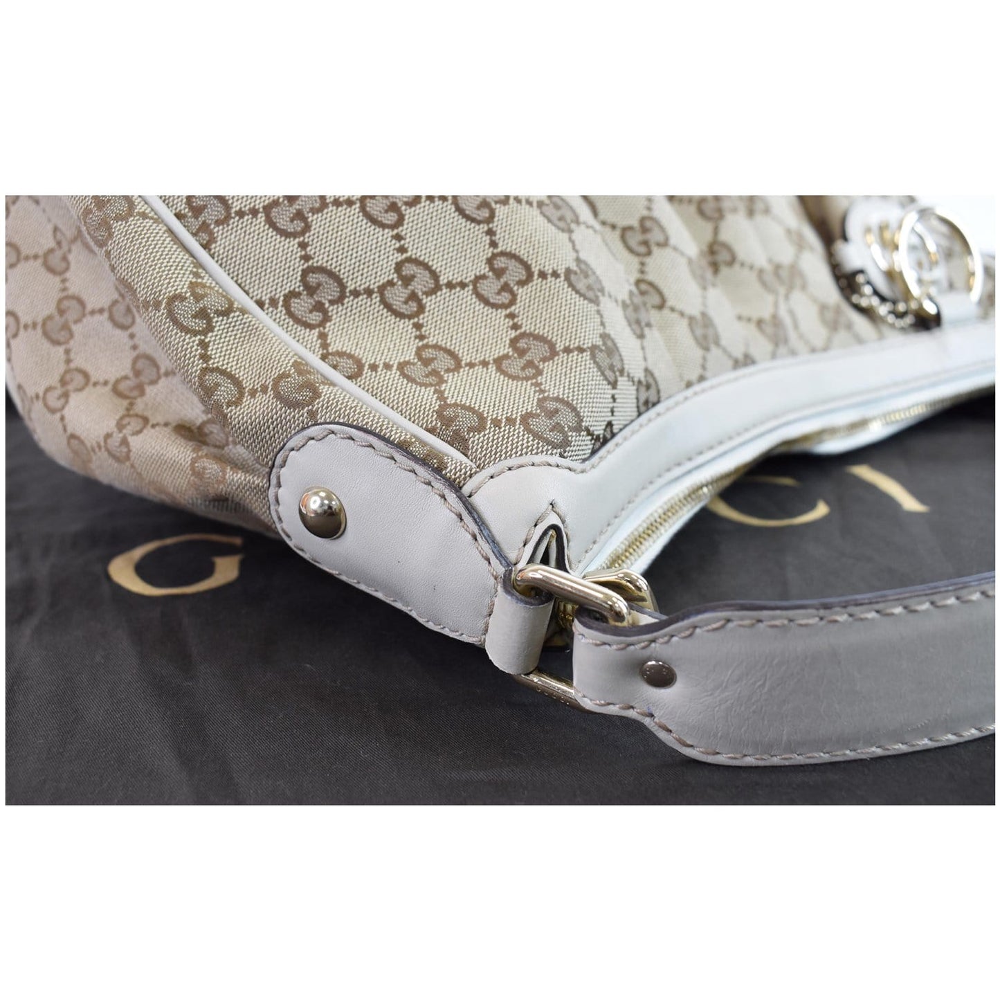 GUCCI Medium Sukey GG Canvas Hobo Bag Beige 232955