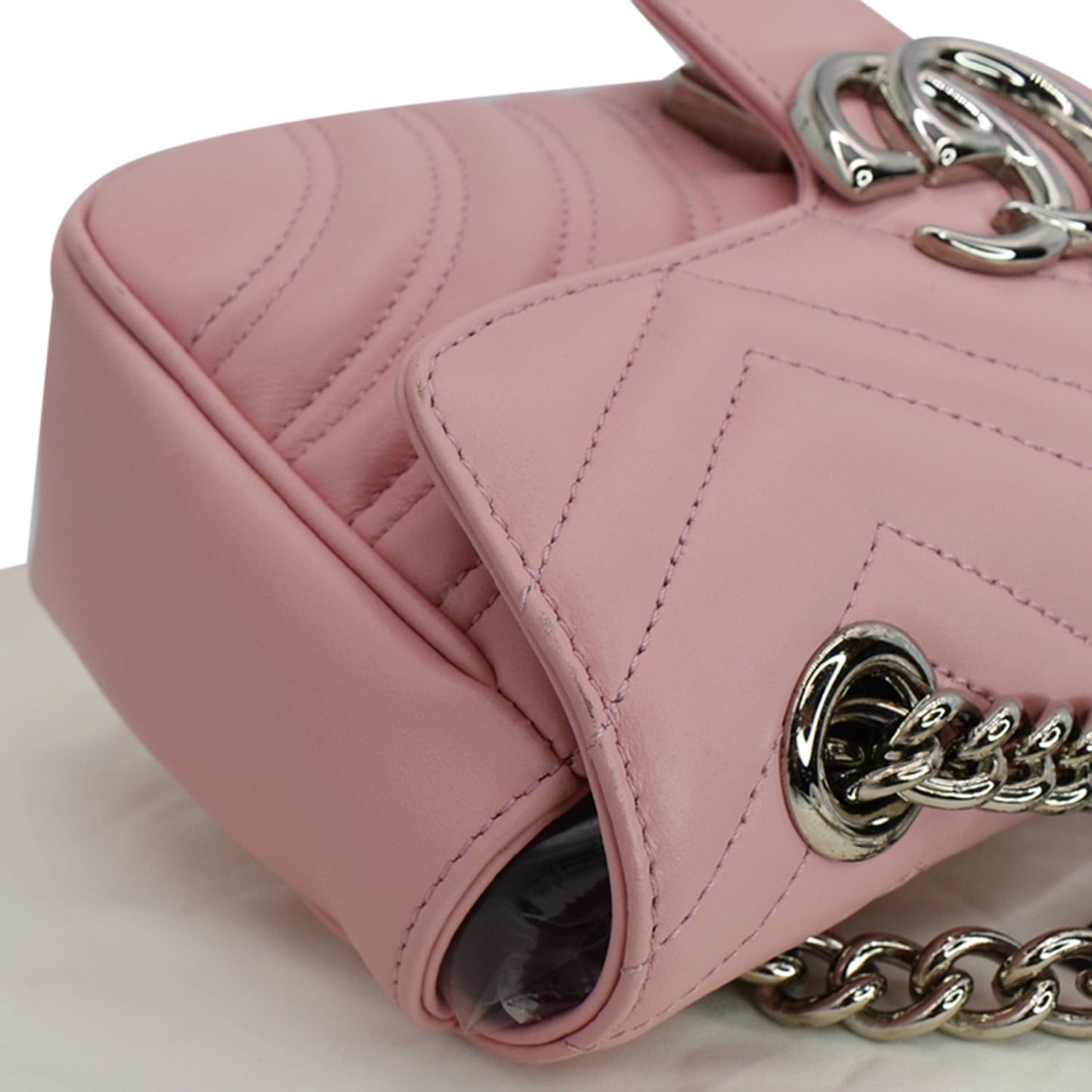 GUCCI GG Marmont Mini Matelass? Leather Shoulder Crossbody Bag Pastel Pink 446744