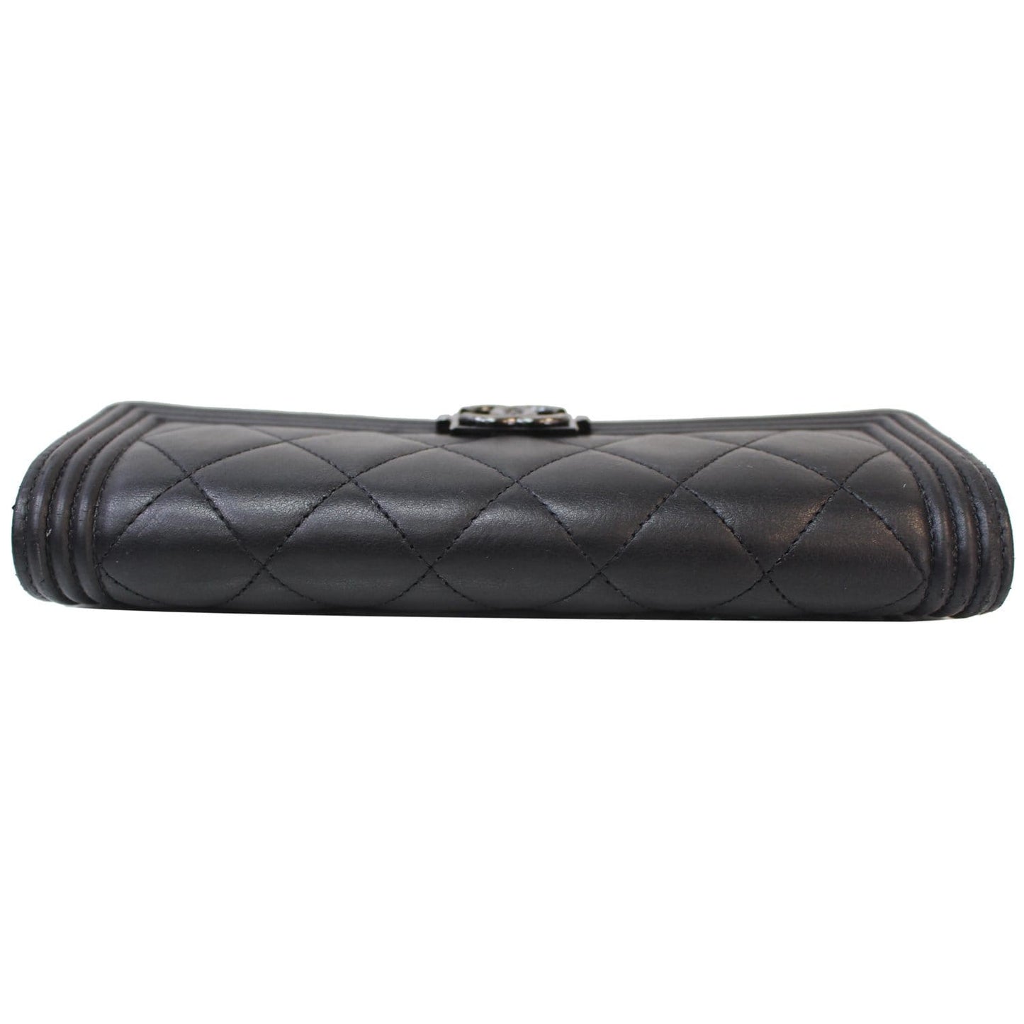 CHANEL Boy Large Flap Lambskin Leather Wallet Black