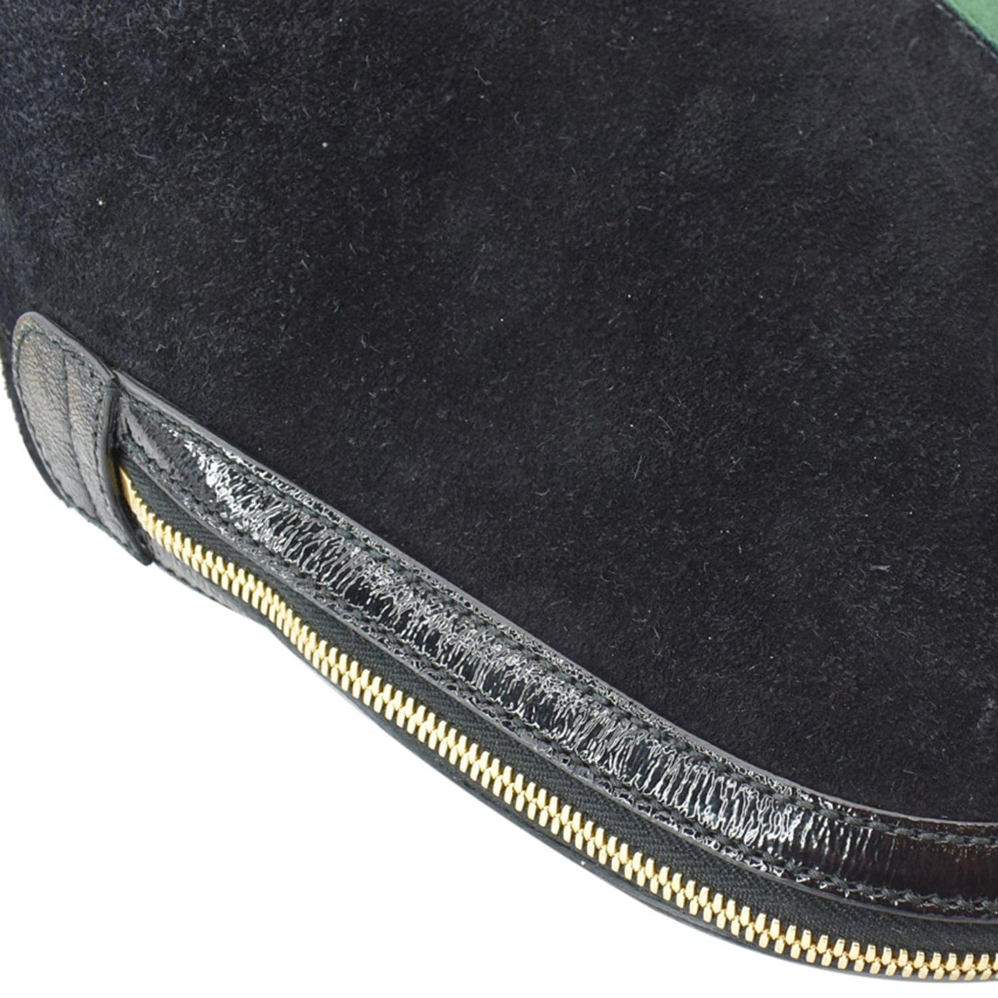GUCCI Ophidia GG Suede Web Top Handle Crossbody Bag Black 524533