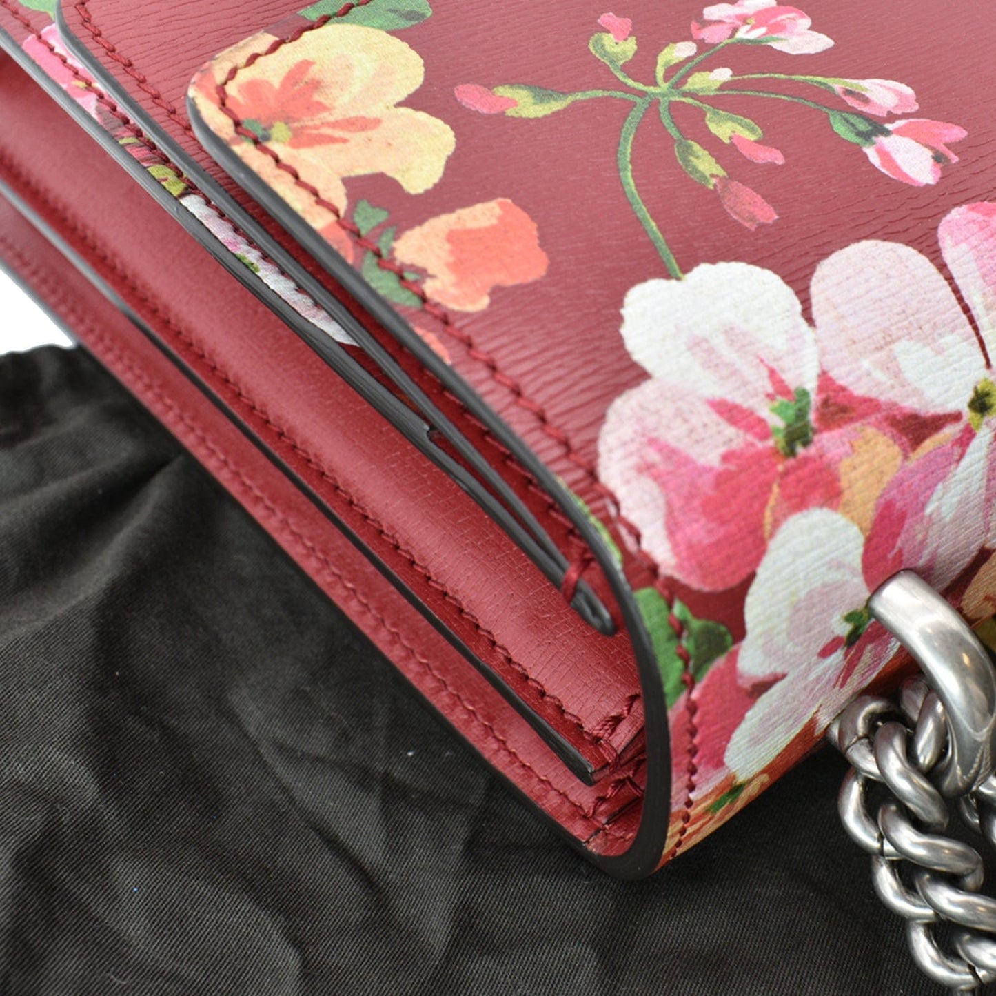 GUCCI Dionysus Floral Blooms Leather Shoulder Bag Red 400235