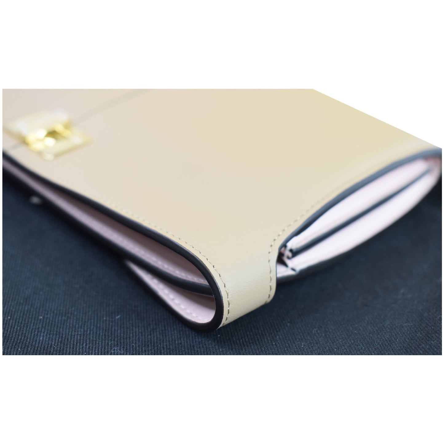 FENDI Peekaboo Iconic Twist Lock Leather Wallet Brown