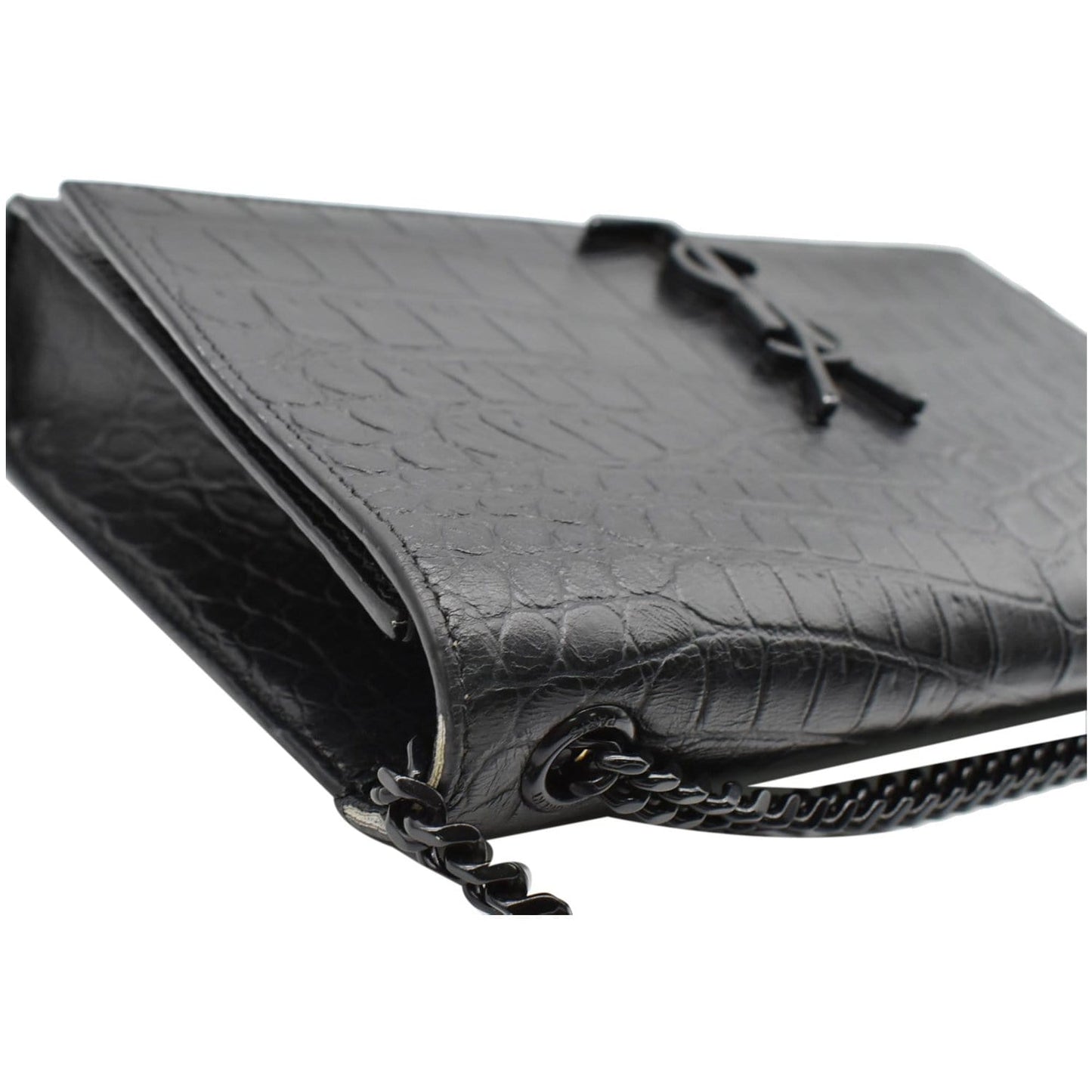 YVES SAINT LAURENT WOC Crocodile-Embossed Shoulder Bag Black  - Hot Deals