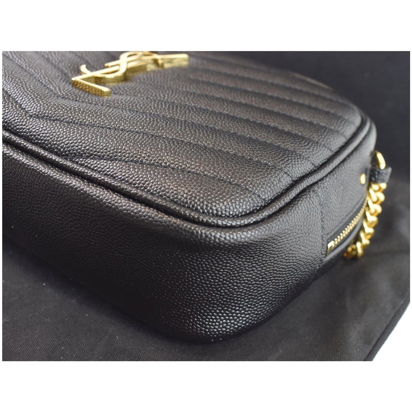 YVES SAINT LAURENT Mini Lou Leather Camera Crossbody Bag Black