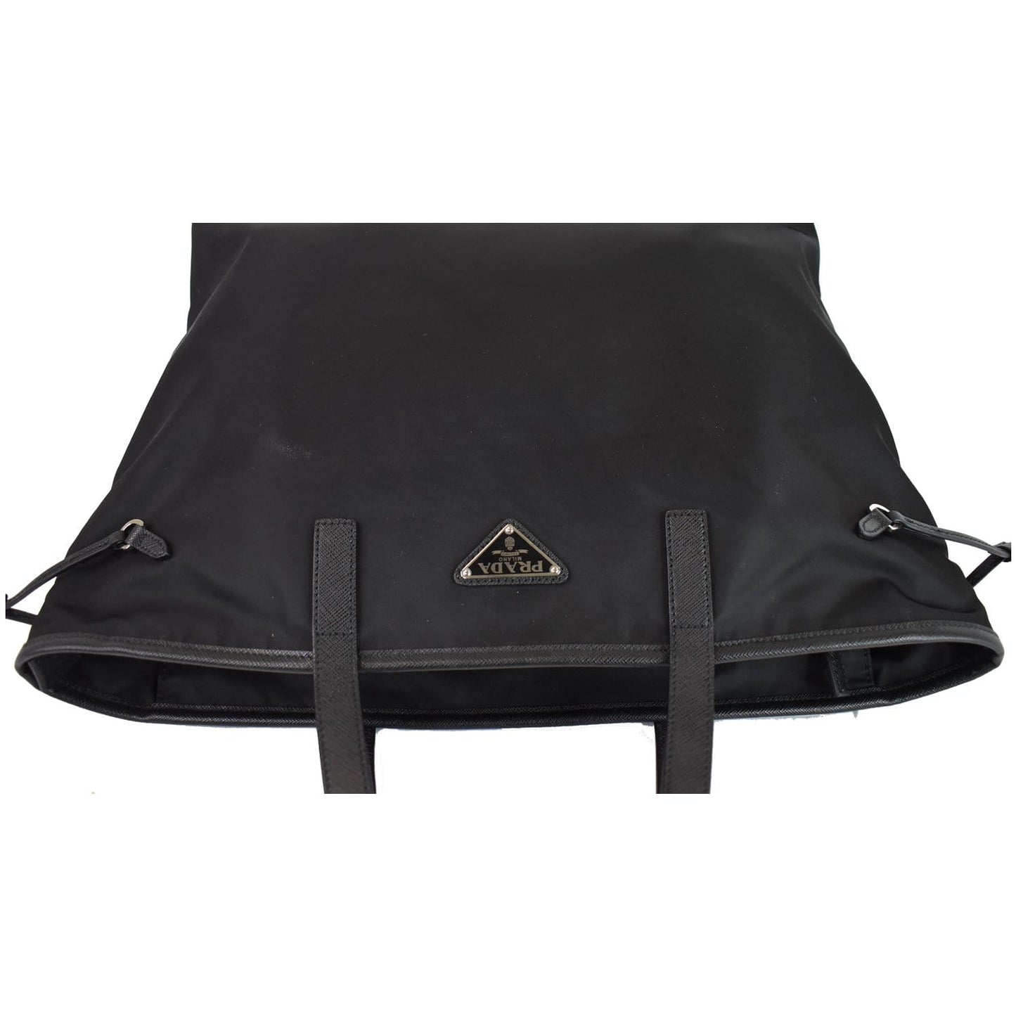 PRADA Vela Side-Cinch Nylon Tote Shoulder Bag Black