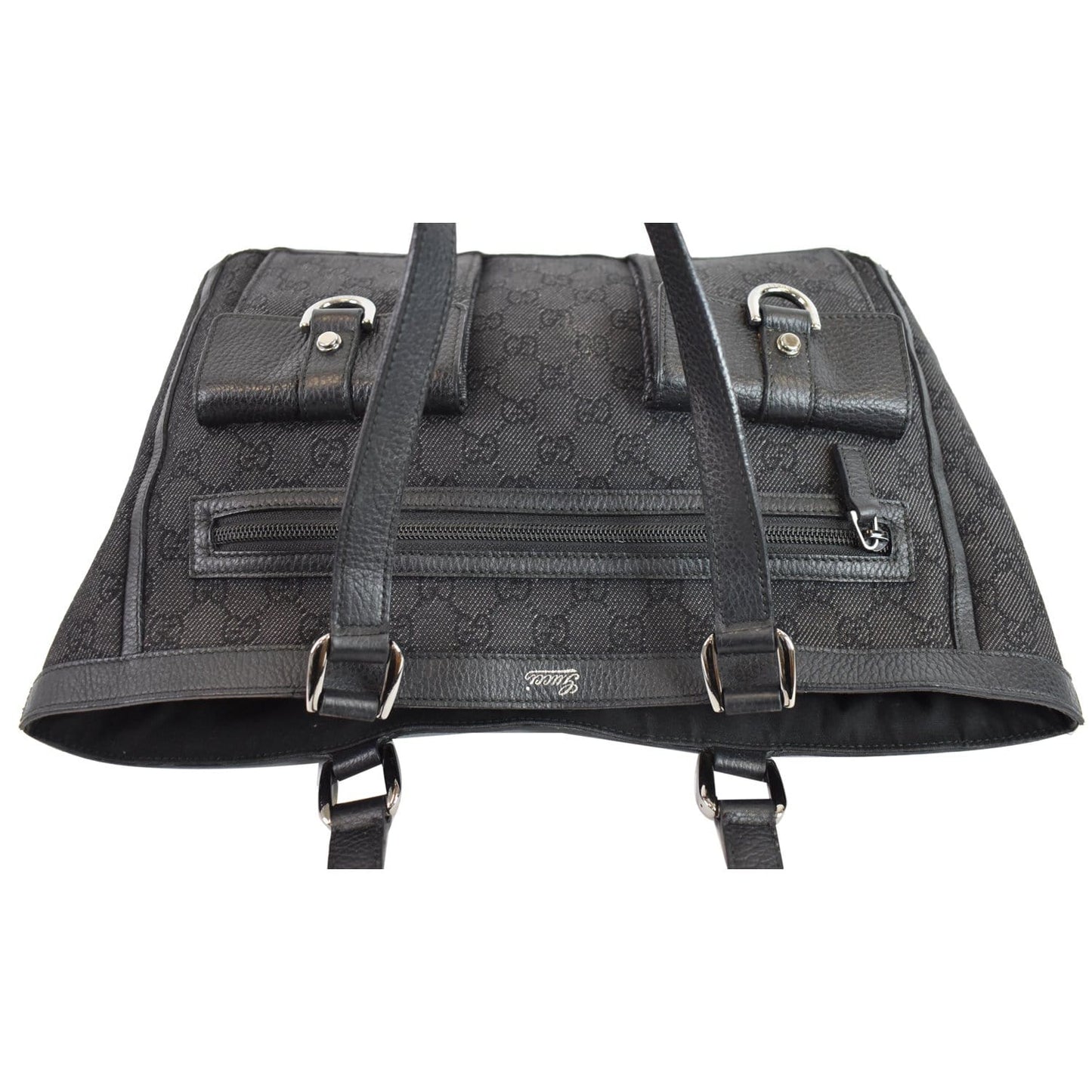 GUCCI Abbey Pocket Medium GG Denim Tote Bag Black 268639 - 20% OFF