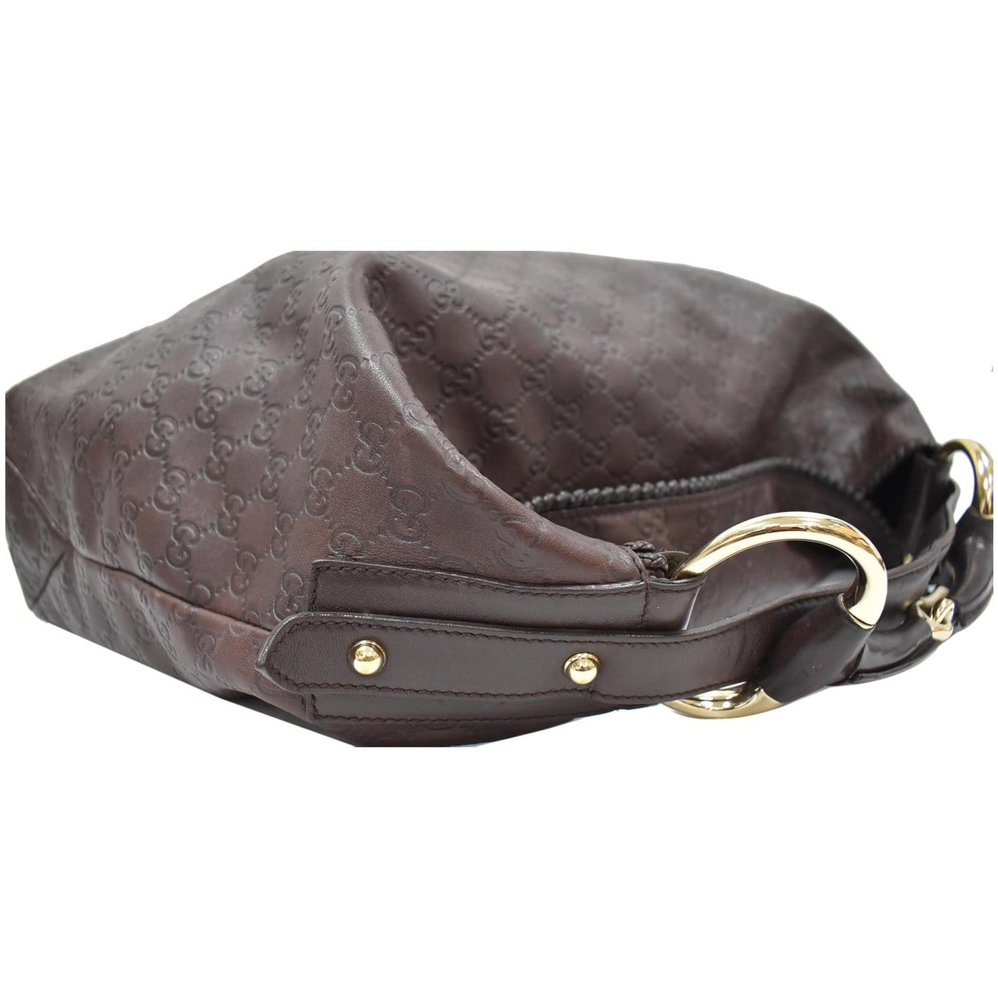 GUCCI Horsebit Large Guccissima Leather Hobo Bag Dark Brown 114900