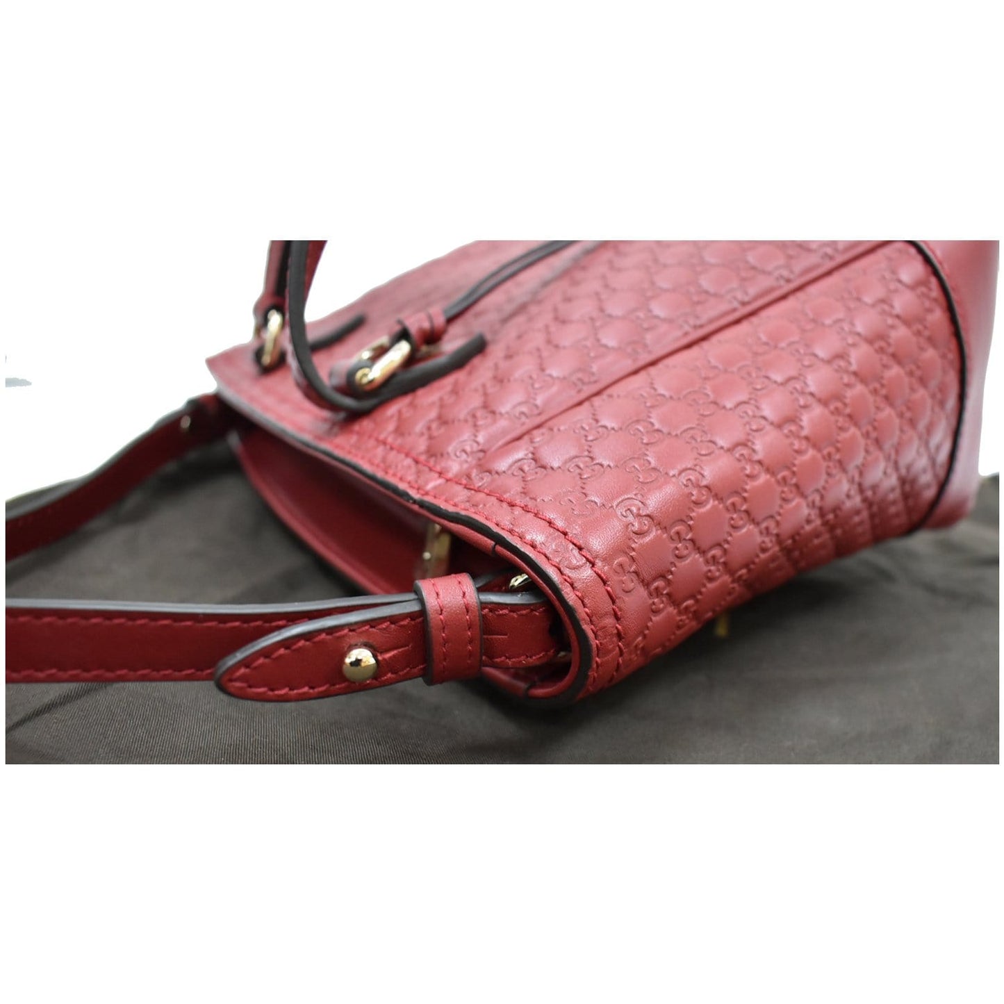 GUCCI Small Bree Microguccissima Leather Tote Crossbody Bag Red 449241