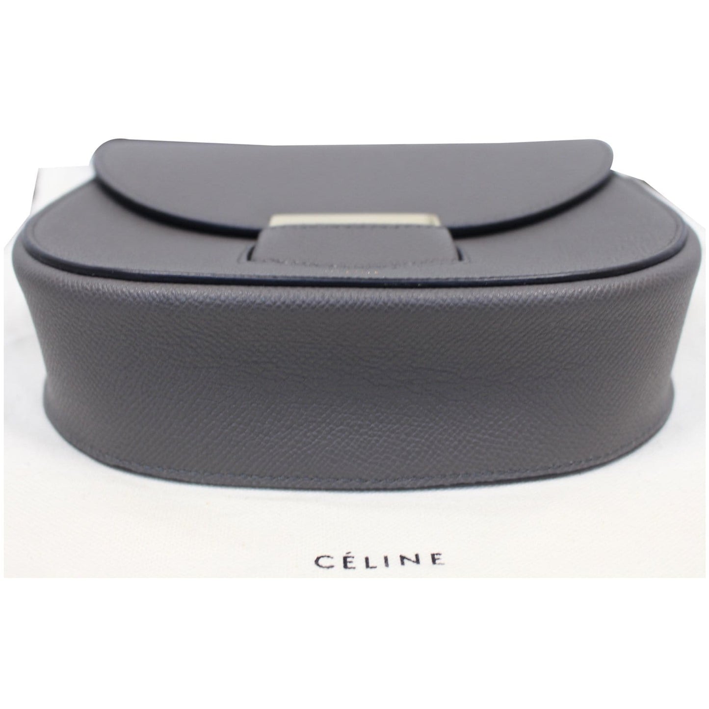 CELINE Trotteur Small Grained Calfskin Leather Shoulder Bag Grey