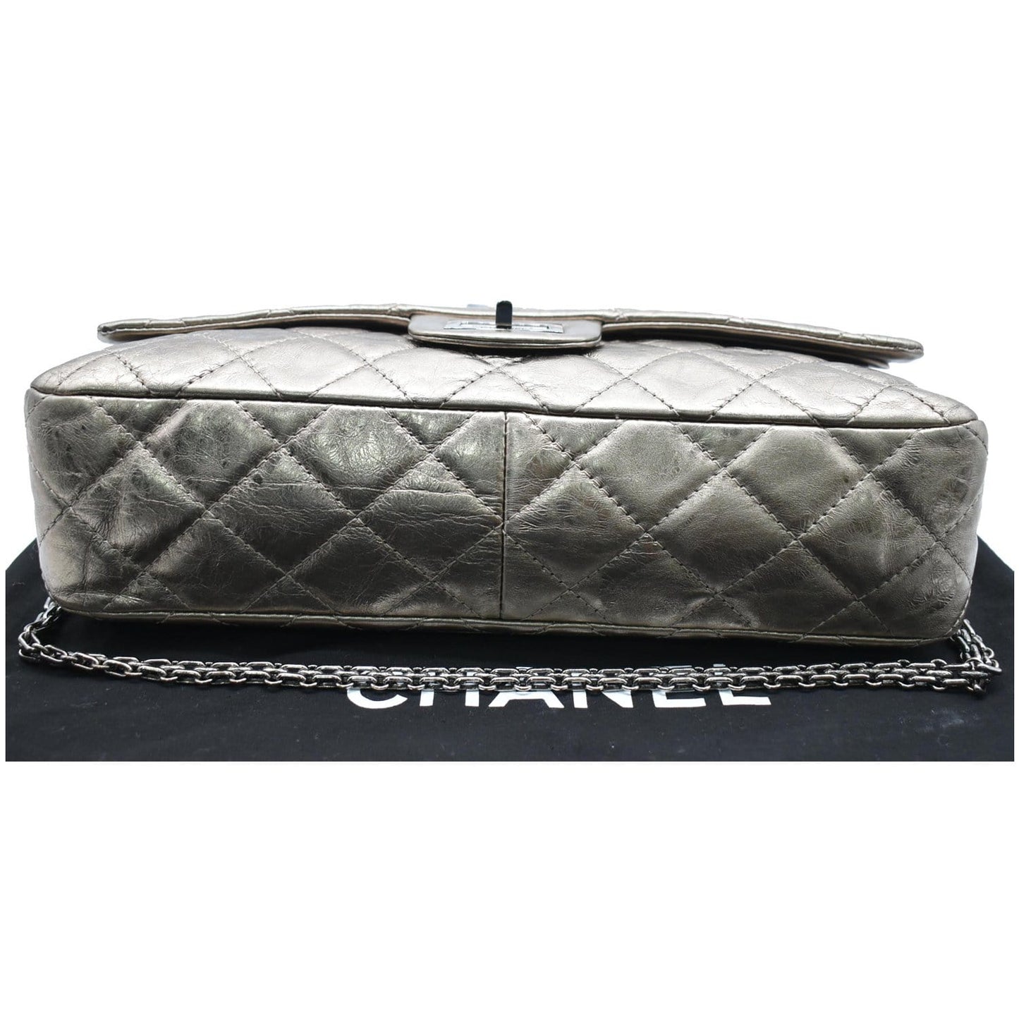 CHANEL 2.55 Reissue Aged Calfskin Leather Shoulder Bag Metallic Gold