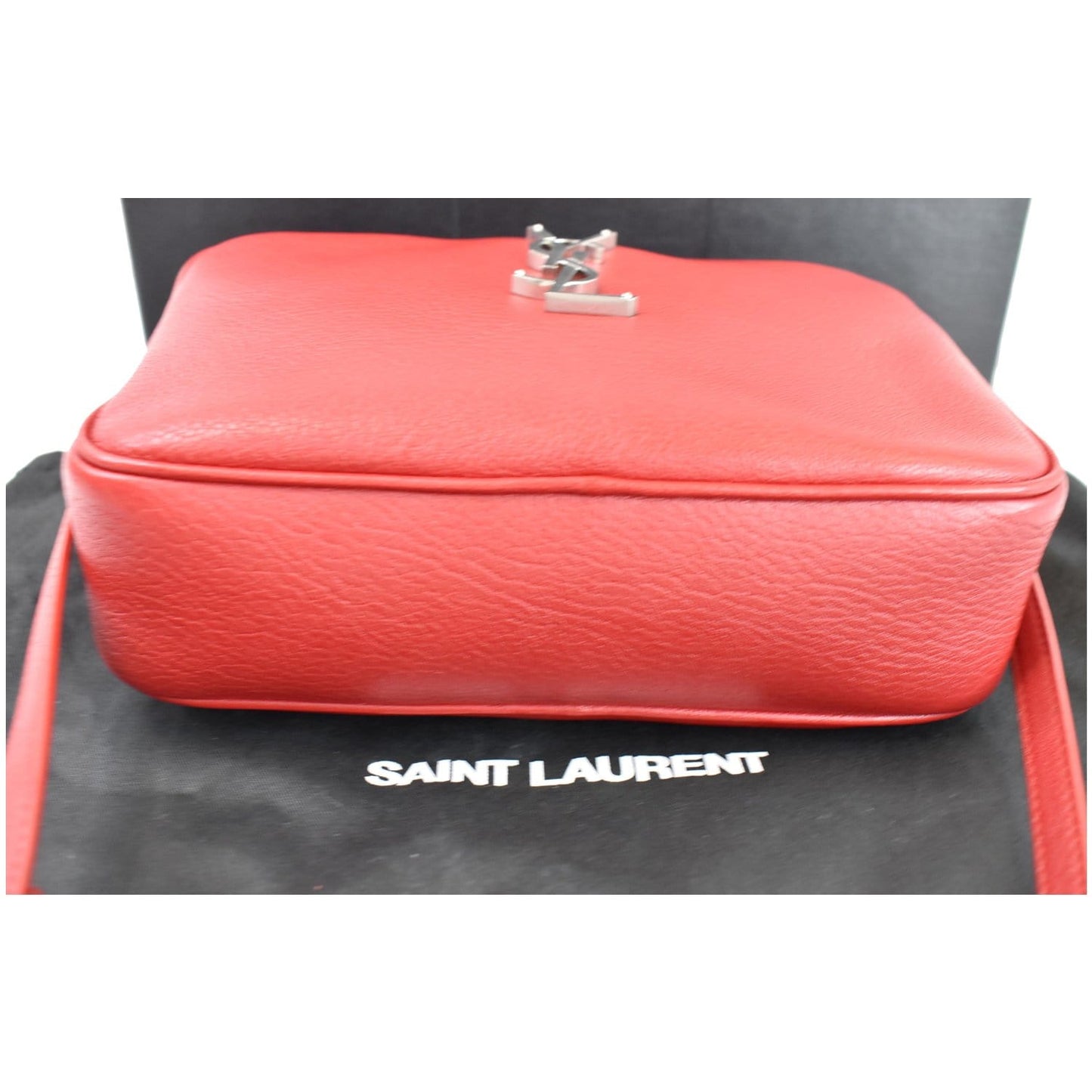 YVES SAINT LAURENT Lou Camera Monogram Leather Shoulder Bag Red