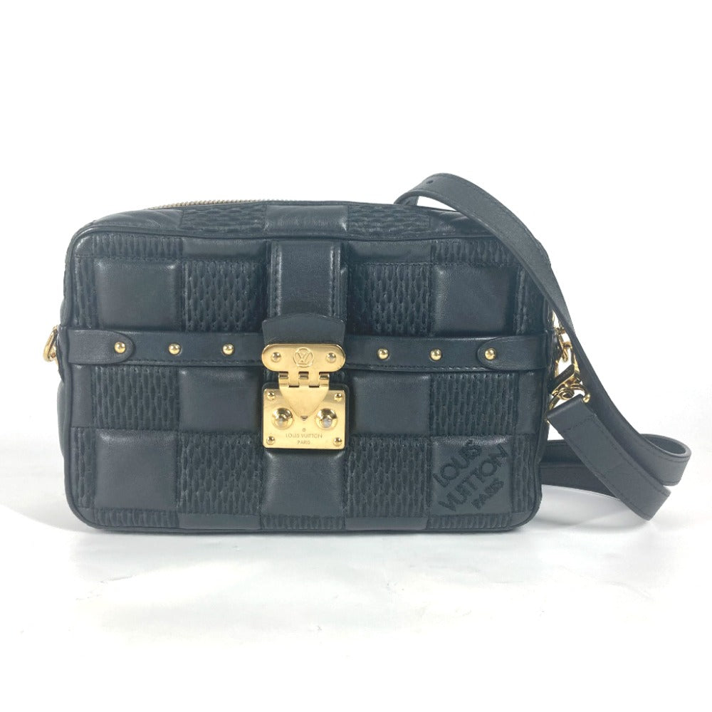 LOUIS VUITTON Shoulder Bag M59046 leather black Damier Pochette Troca Women