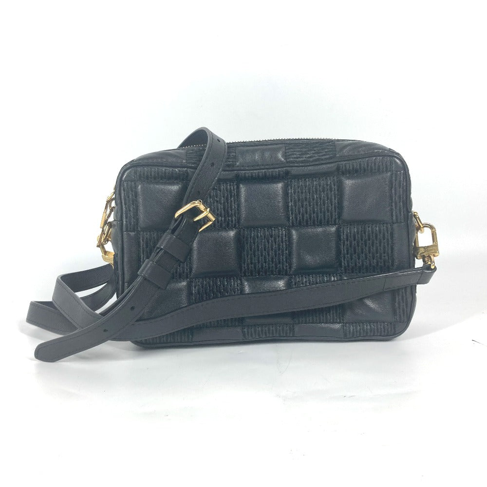 LOUIS VUITTON Shoulder Bag M59046 leather black Damier Pochette Troca Women
